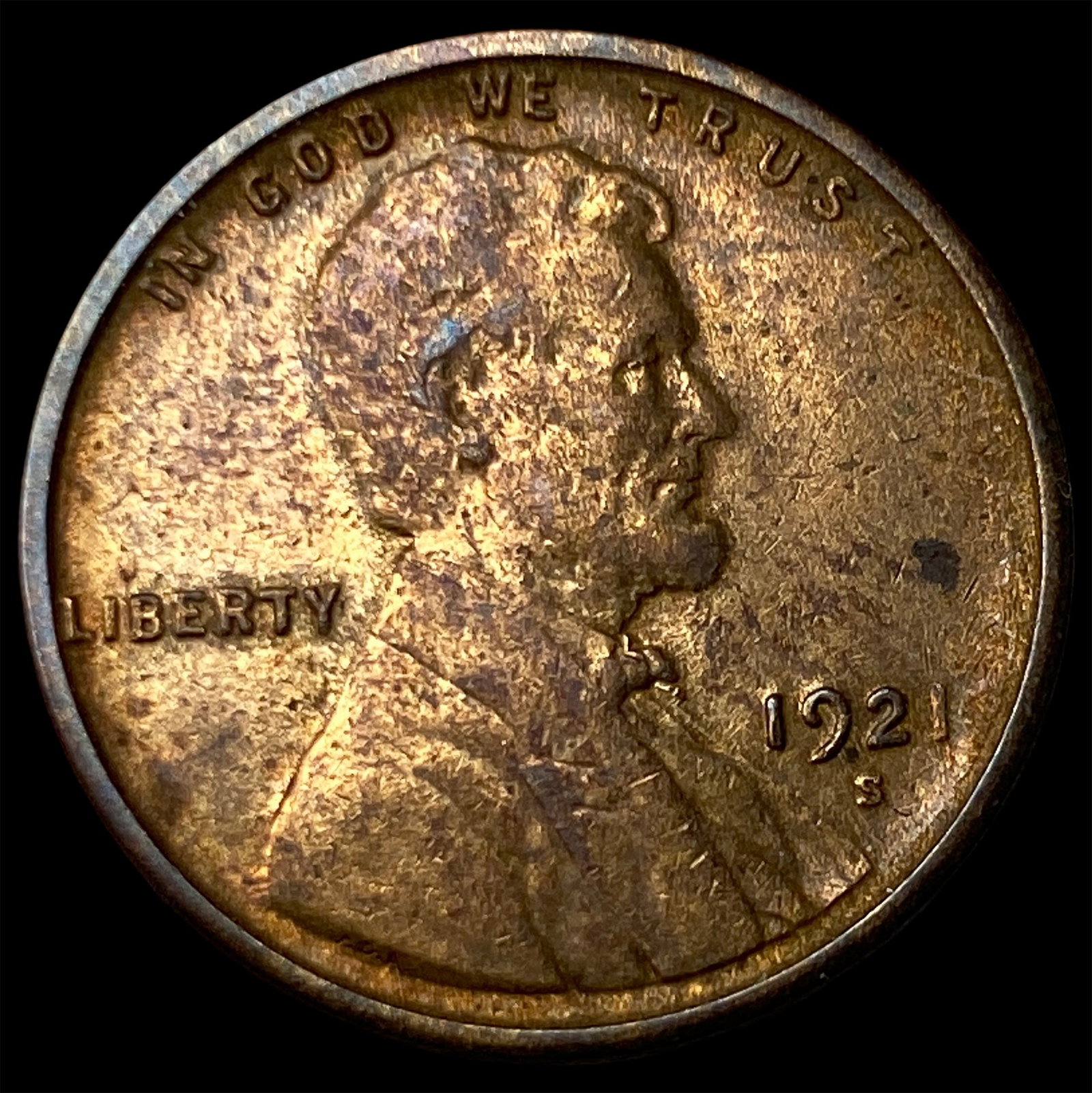 1921-S Lincoln Wheat Cent CHOICE AU: 1921-S Lincoln Wheat Cent CHOICE AU