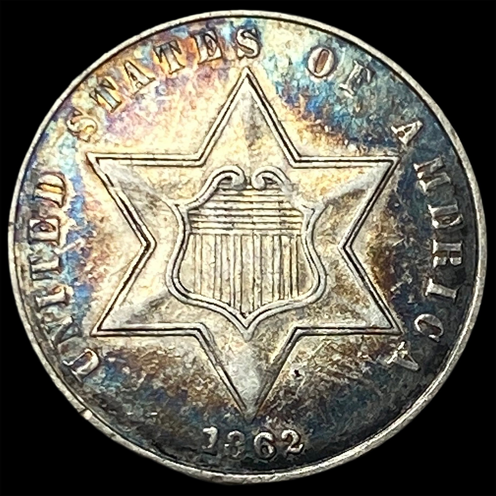 1862 Silver Three-Cent Piece CLOSELY UNCIRCULATED: 1862 Silver Three-Cent Piece CLOSELY UNCIRCULATED