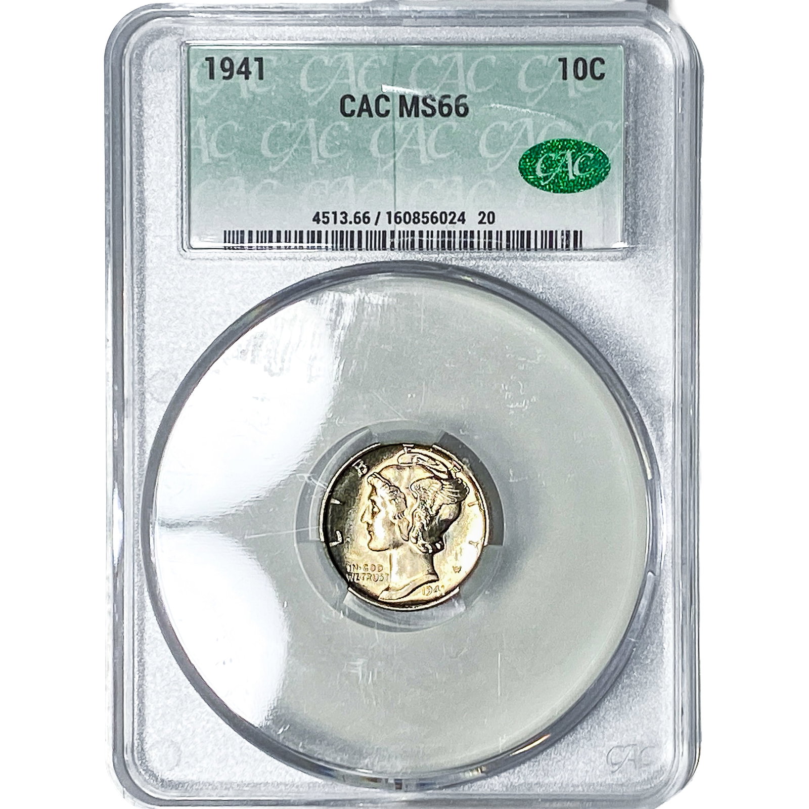 1941 Mercury Silver Dime CAC MS66: 1941 Mercury Silver Dime CAC MS66
