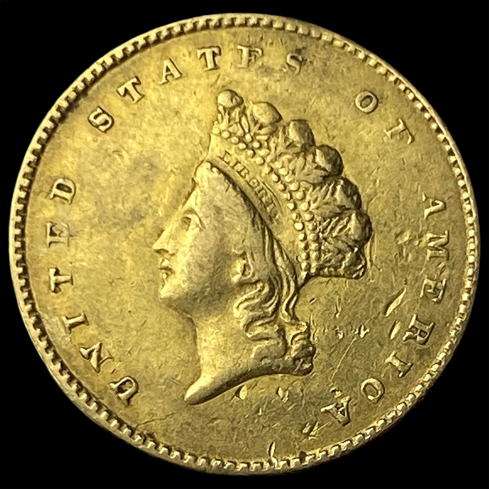 1855 Gold $1 Indian Head Type 2 CLOSELY UNCIRCULATED: 1855 Gold $1 Indian Head Type 2 CLOSELY UNCIRCULATED
