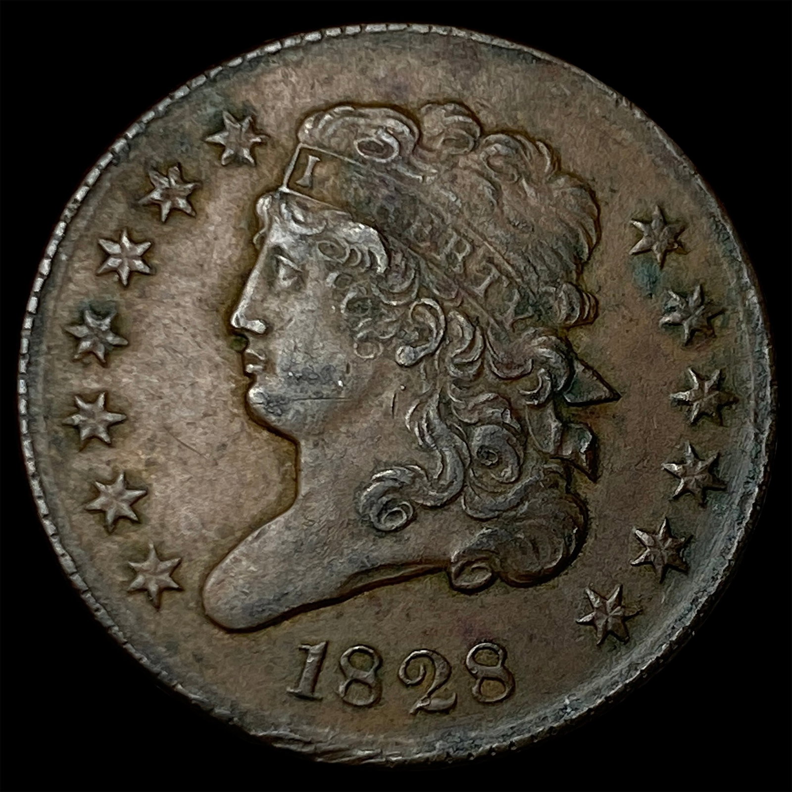 1828 Classic Head Half Cent CLOSELY UNCIRCULATED: 1828 Classic Head Half Cent CLOSELY UNCIRCULATED