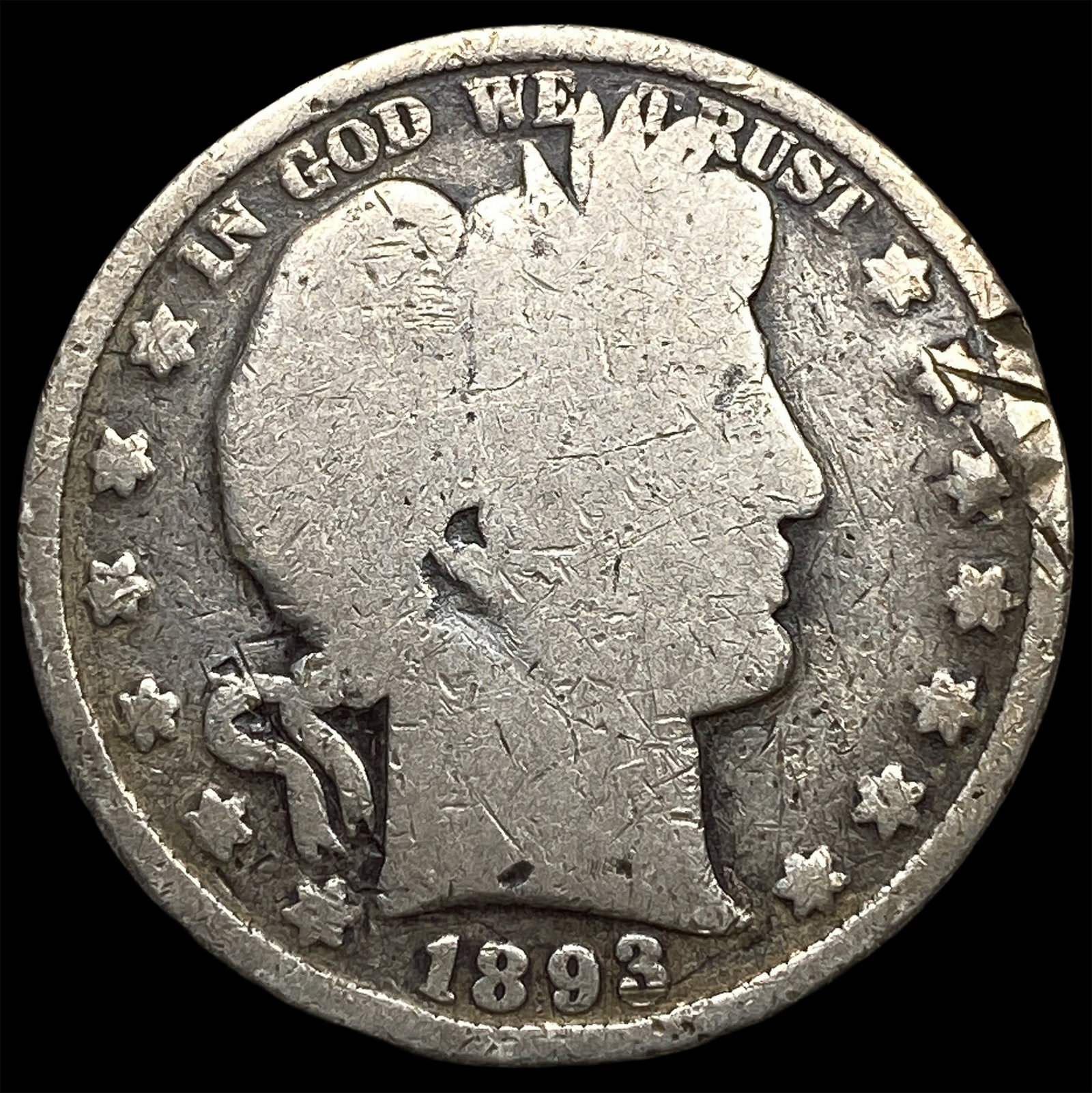 1893 Silver Barber Half Dollar NICELY CIRCULATED: 1893 Silver Barber Half Dollar NICELY CIRCULATED