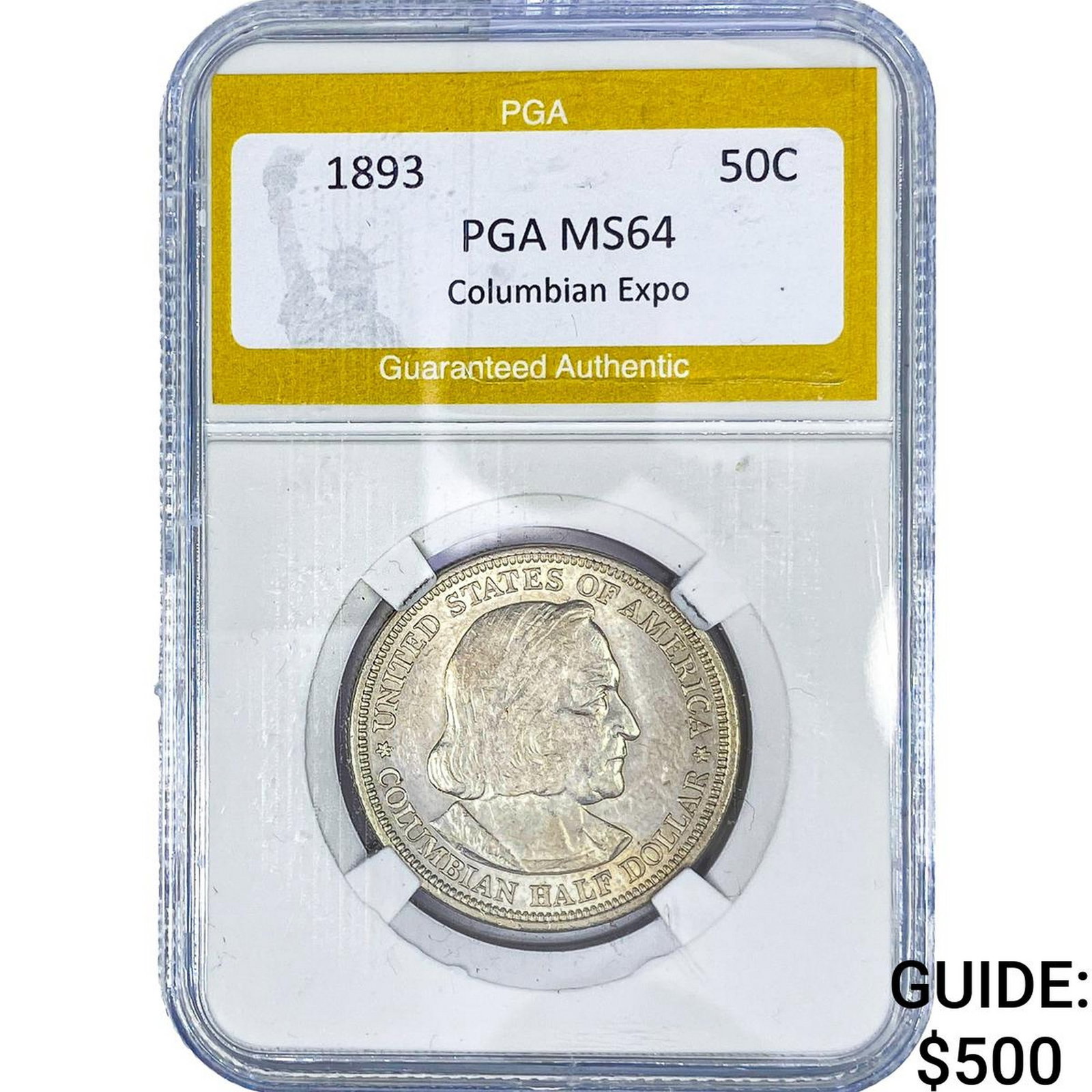 1893 Columbian Expo Half Dollar PGA MS64: 1893 Columbian Expo Half Dollar PGA MS64