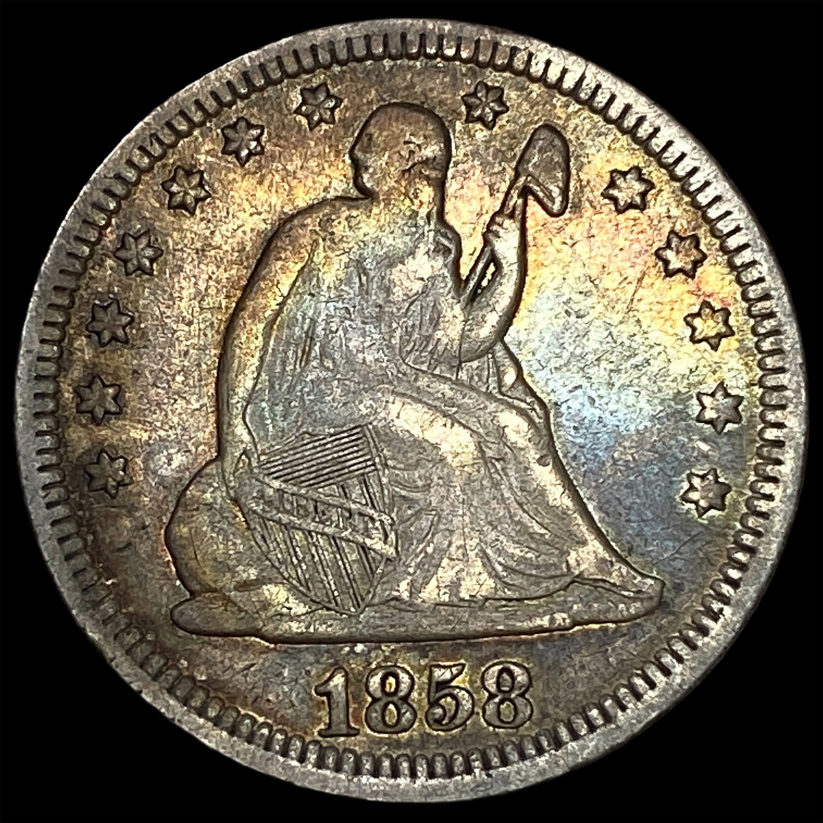 1858 Seated Liberty Quarter NEARLY UNCIRCULATED: 1858 Seated Liberty Quarter NEARLY UNCIRCULATED