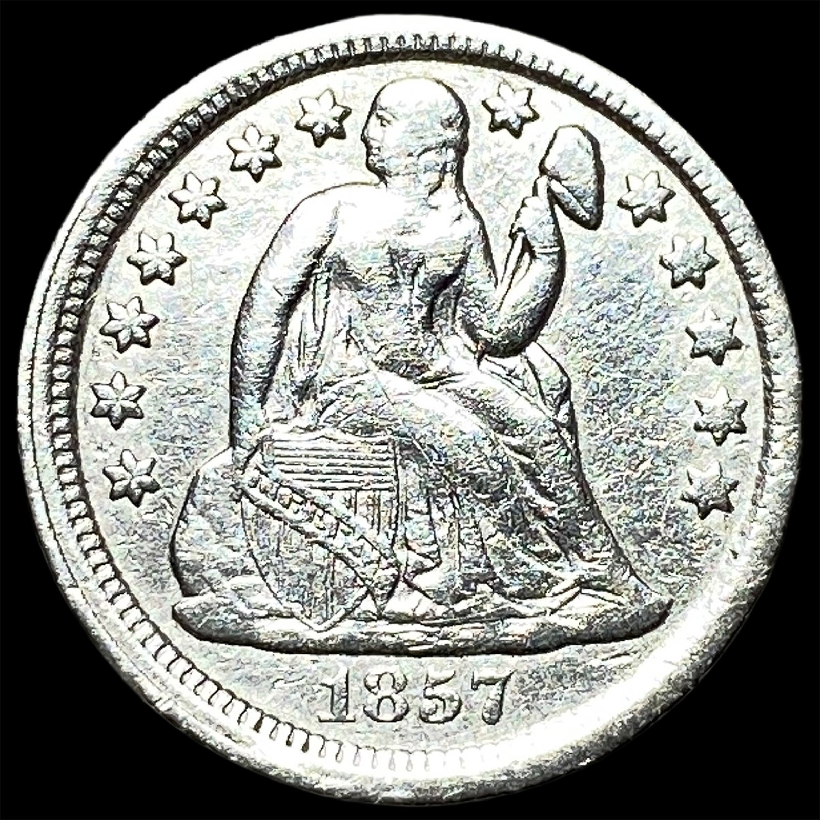 1857 Seated Liberty Dime CLOSELY UNCIRCULATED: 1857 Seated Liberty Dime CLOSELY UNCIRCULATED