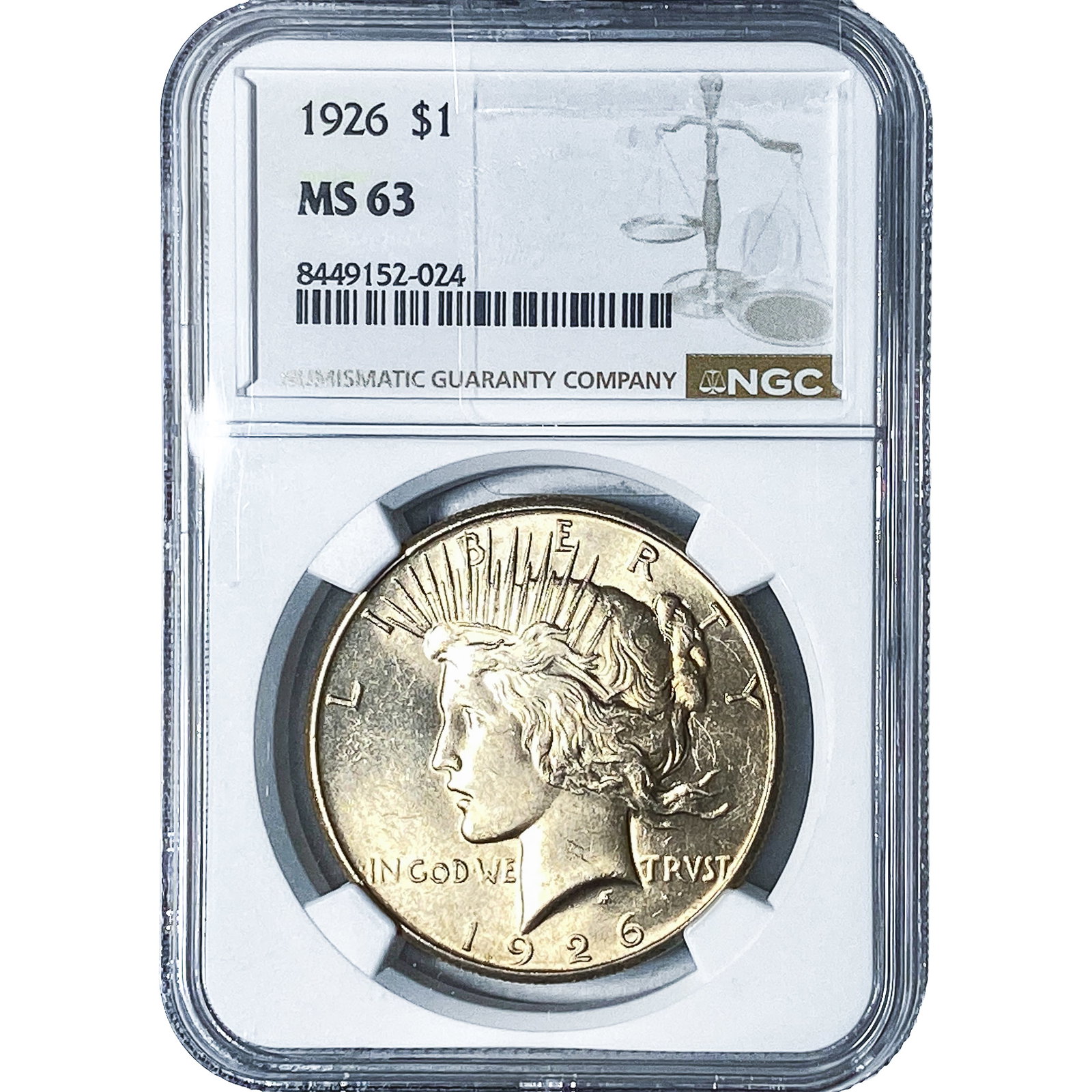 1926 Silver Peace Dollar NGC MS63: 1926 Silver Peace Dollar NGC MS63