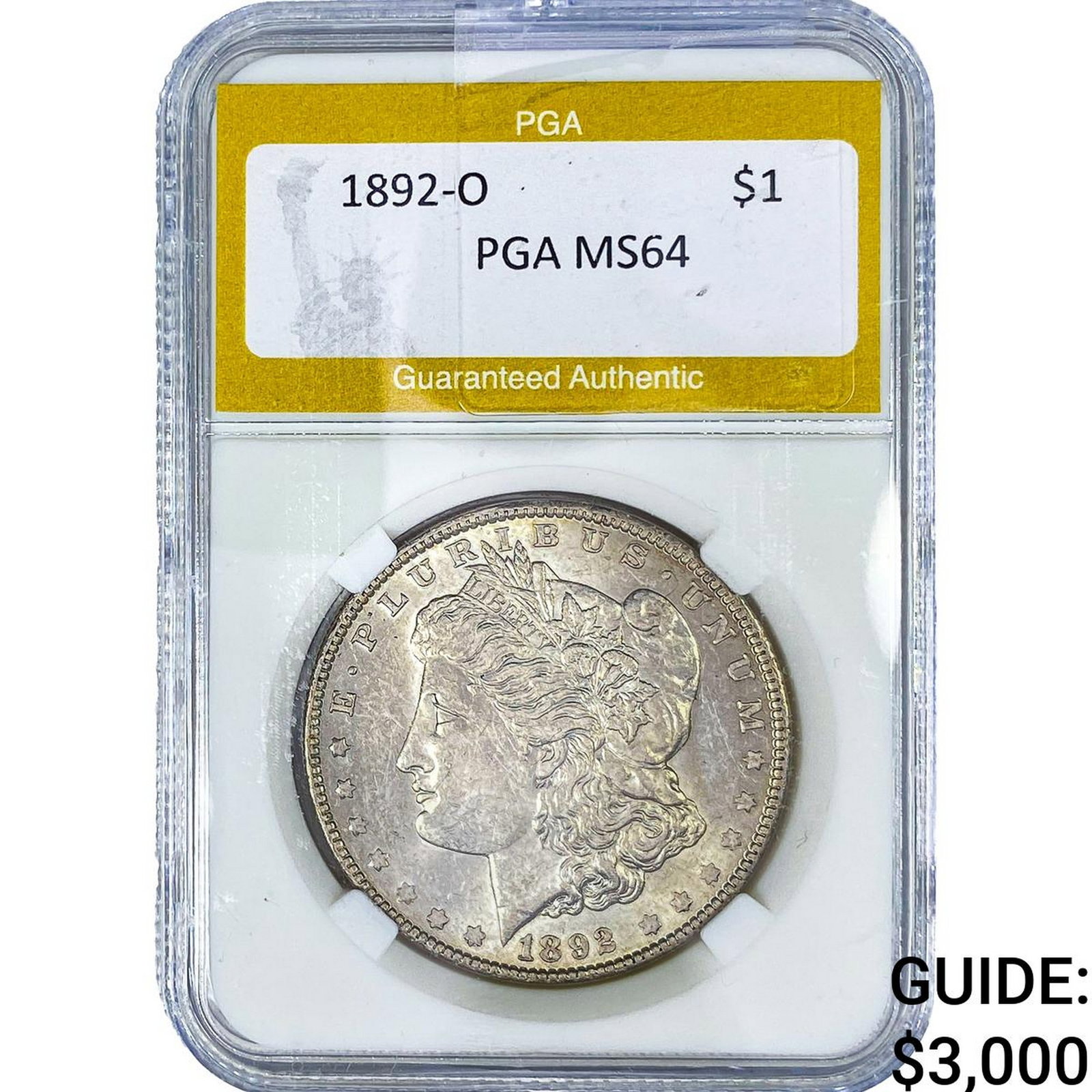 1892-O Morgan Silver Dollar PGA MS64: 1892-O Morgan Silver Dollar PGA MS64