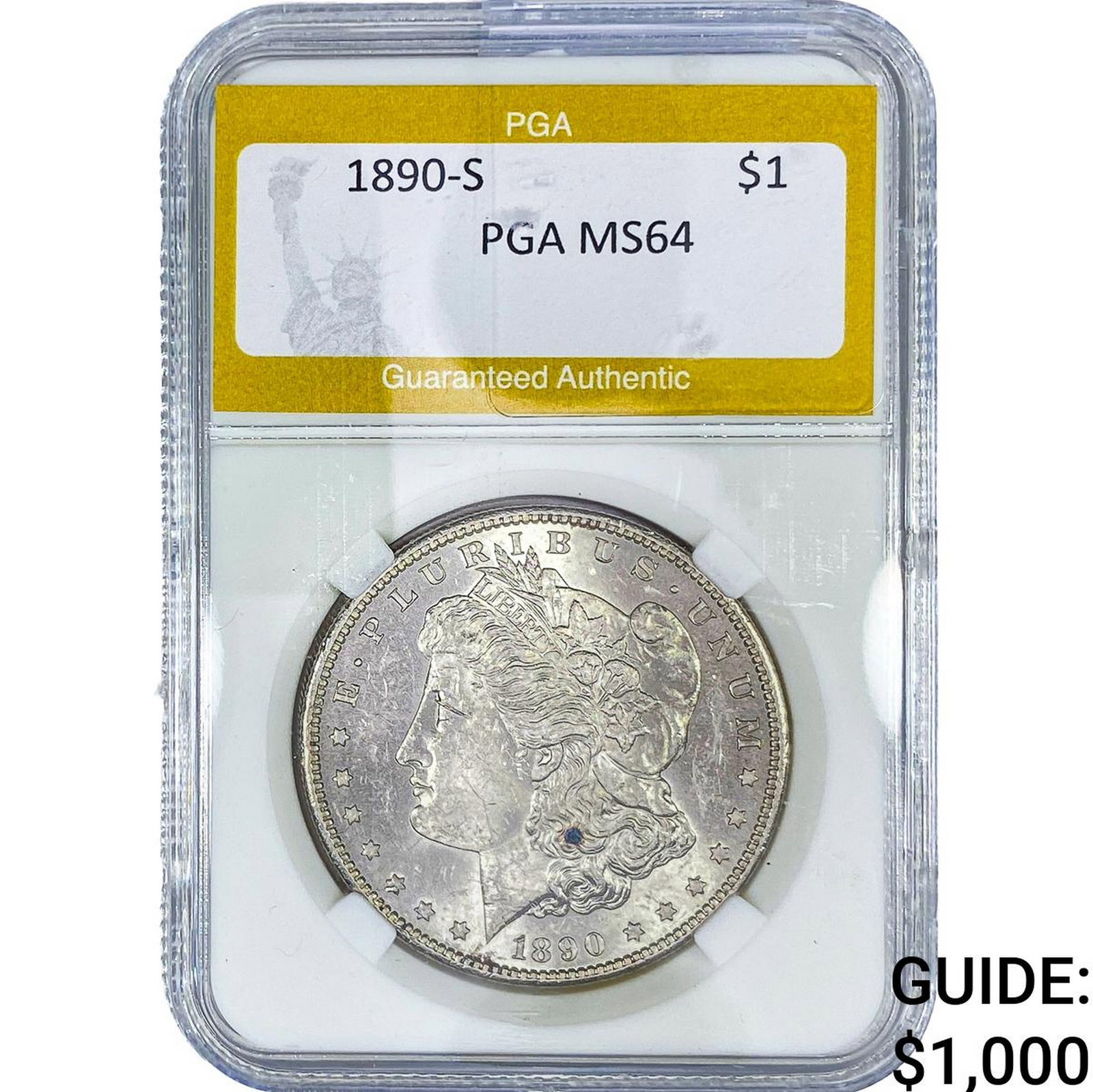 1890-S Morgan Silver Dollar PGA MS64: 1890-S Morgan Silver Dollar PGA MS64