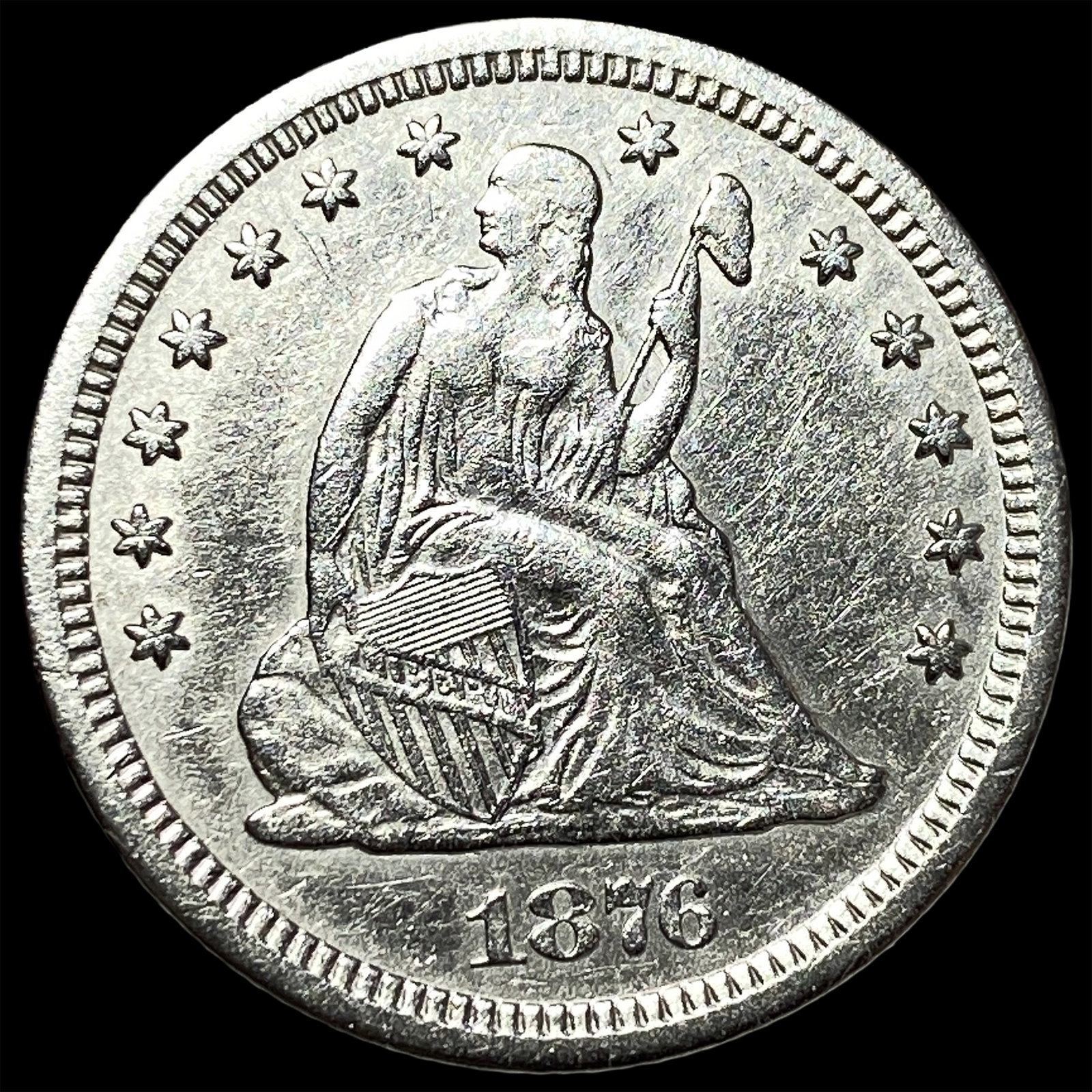 1876-CC Silver Quarter Dollar CLOSELY UNCIRCULATED: 1876-CC Silver Quarter Dollar CLOSELY UNCIRCULATED