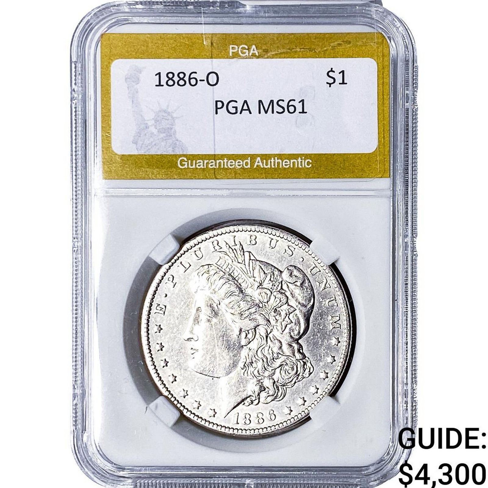 1886-O Morgan Silver Dollar PGA MS61: 1886-O Morgan Silver Dollar PGA MS61