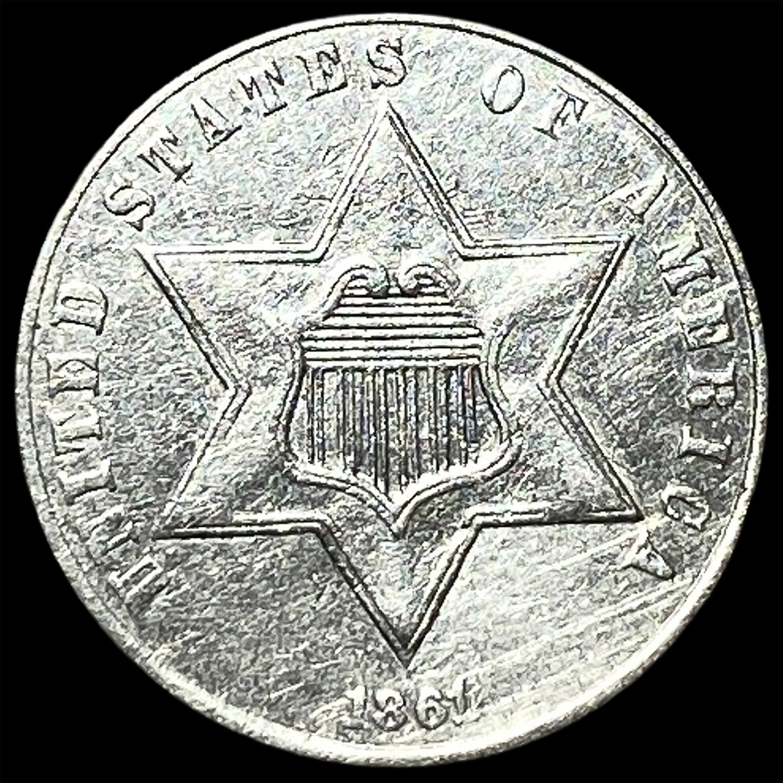 1861 Silver Three-Cent Piece UNCIRCULATED: 1861 Silver Three-Cent Piece UNCIRCULATED