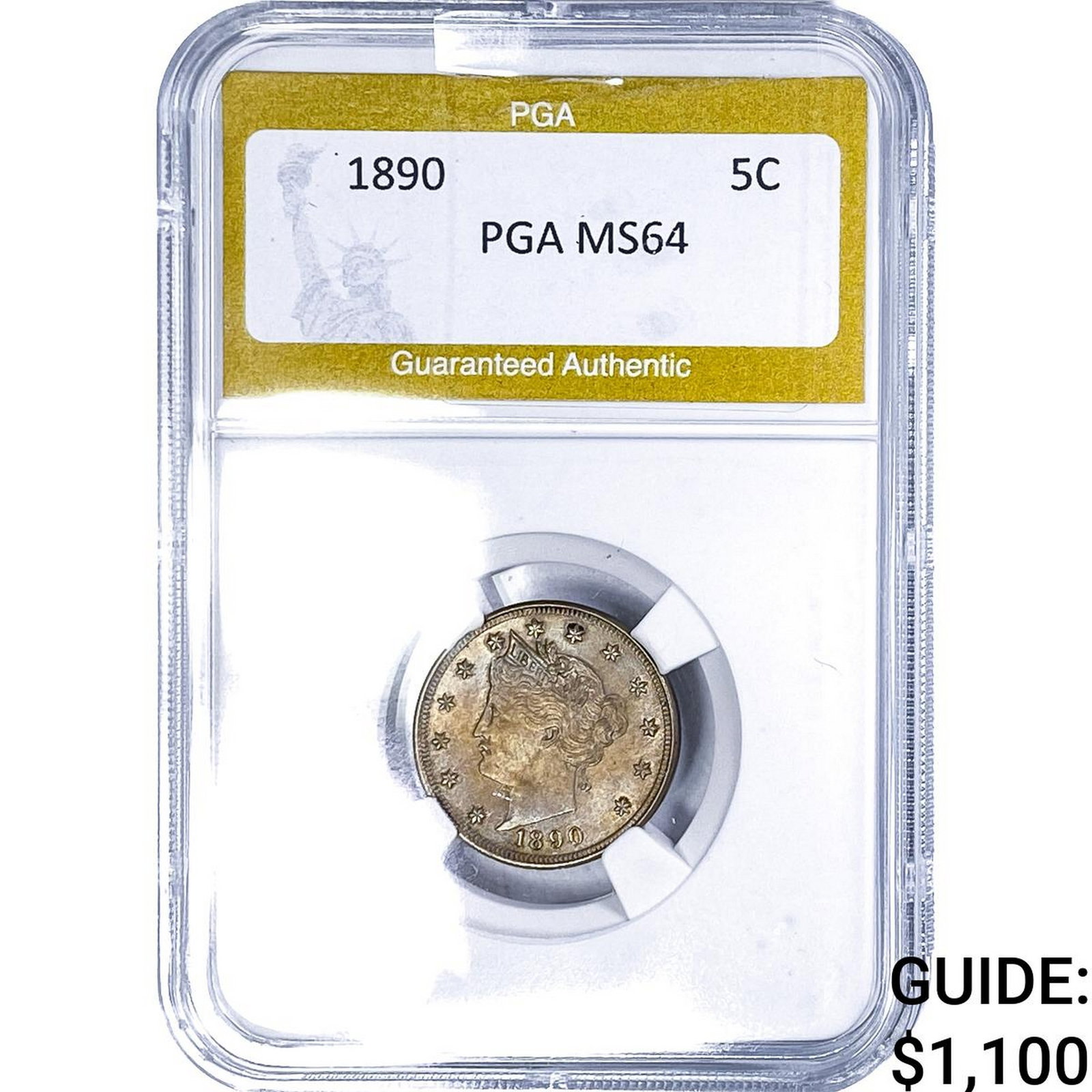 1890 Liberty Victory Nickel PGA MS64: 1890 Liberty Victory Nickel PGA MS64