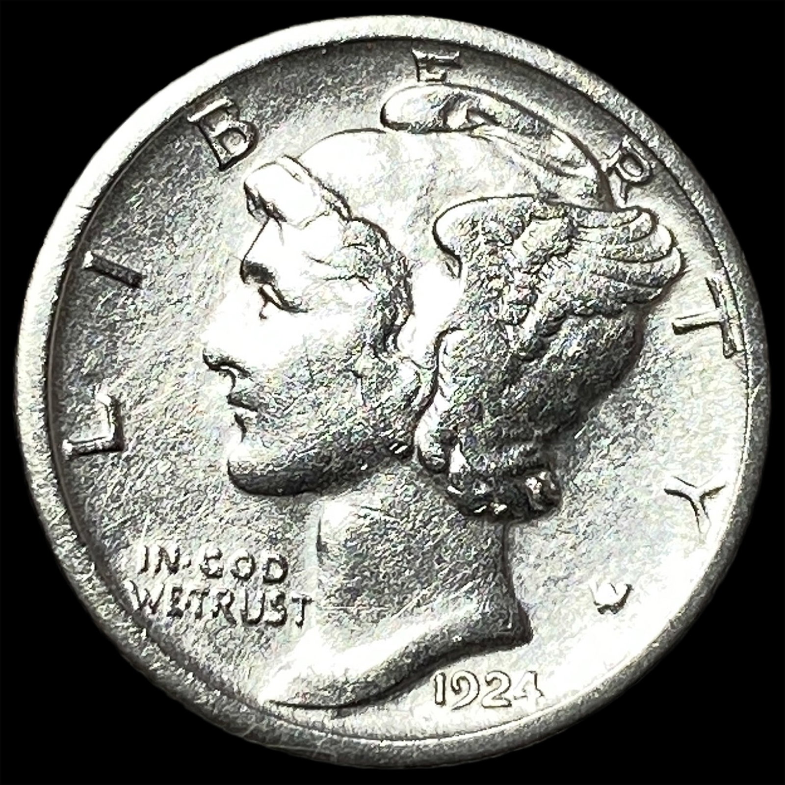 1924-S Silver Mercury Dime CLOSELY UNCIRCULATED: 1924-S Silver Mercury Dime CLOSELY UNCIRCULATED