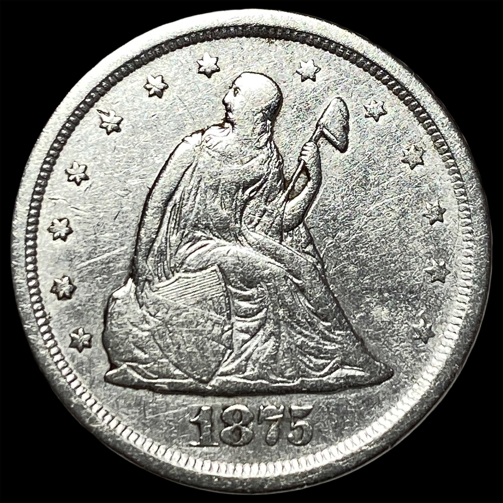 1875-S Silver Twenty Cents CLOSELY UNCIRCULATED: 1875-S Silver Twenty Cents CLOSELY UNCIRCULATED