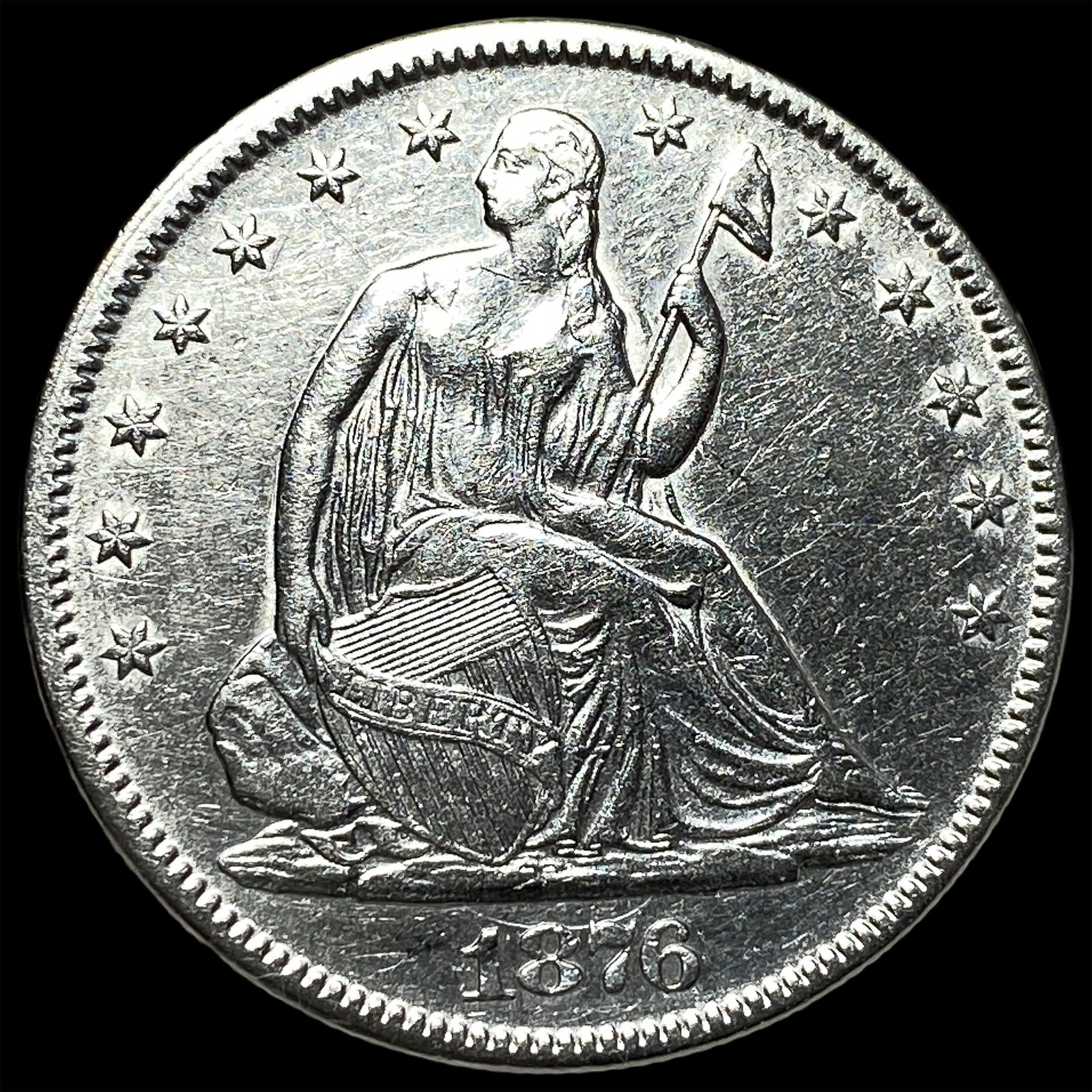 1876 Seated Liberty Half Dollar CHOICE AU: 1876 Seated Liberty Half Dollar CHOICE AU