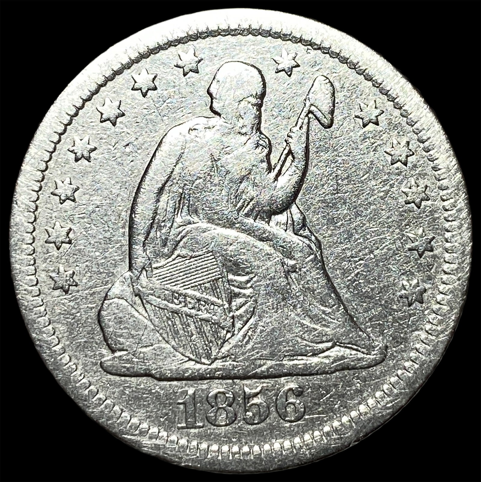 1856-O Silver Seated Liberty Quarter NEARLY UNCIRCULATED: 1856-O Silver Seated Liberty Quarter NEARLY UNCIRCULATED
