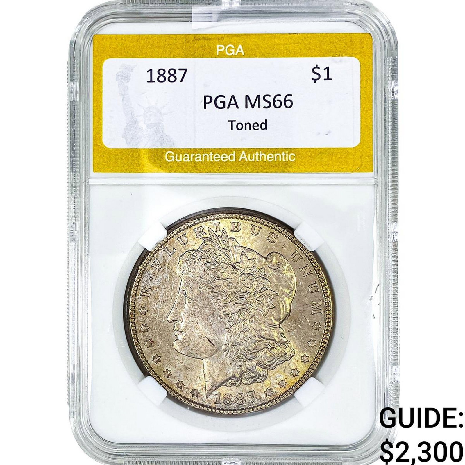 1887 Morgan Silver Dollar PGA MS66 Toned: 1887 Morgan Silver Dollar PGA MS66 Toned