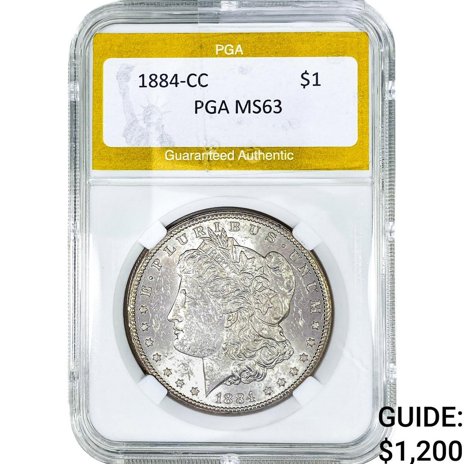 1884-CC Morgan Silver Dollar PGA MS63: 1884-CC Morgan Silver Dollar PGA MS63