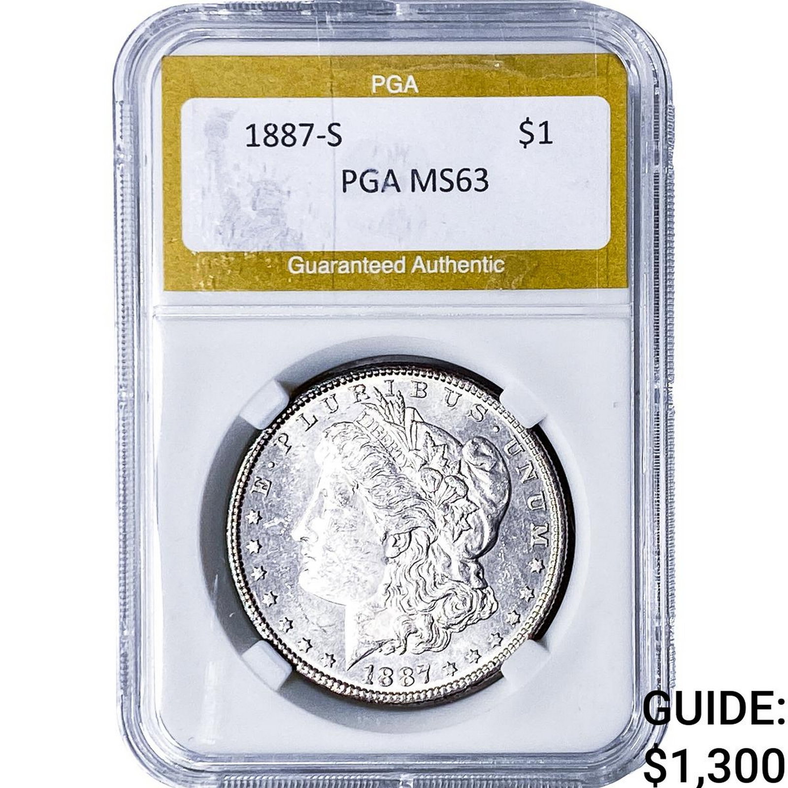 1887-S Morgan Silver Dollar PGA MS63: 1887-S Morgan Silver Dollar PGA MS63