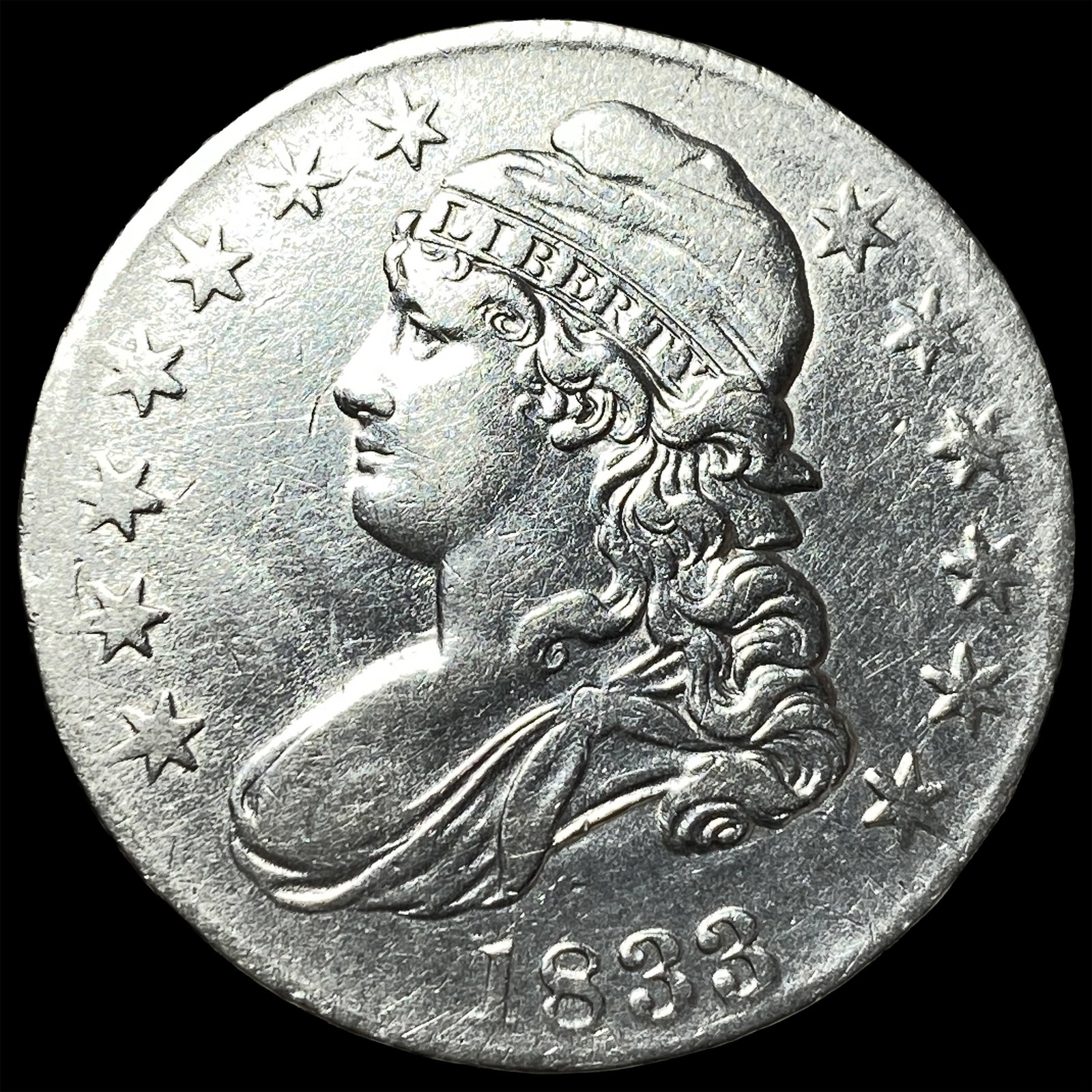 1833 Capped Bust Half Dollar CLOSELY UNCIRCULATED: 1833 Capped Bust Half Dollar CLOSELY UNCIRCULATED