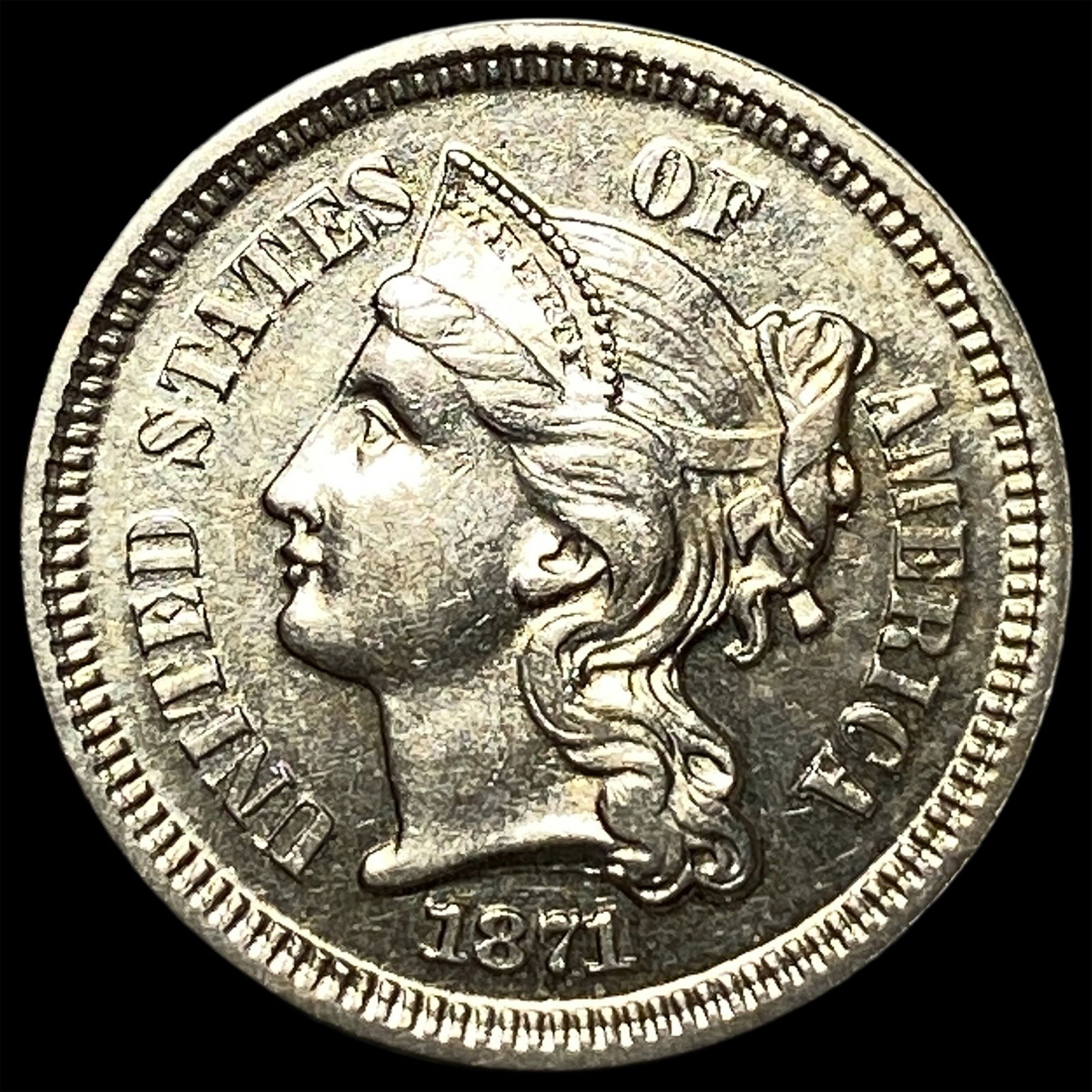 1871 Nickel Three-Cent Piece UNCIRCULATED: 1871 Nickel Three-Cent Piece UNCIRCULATED