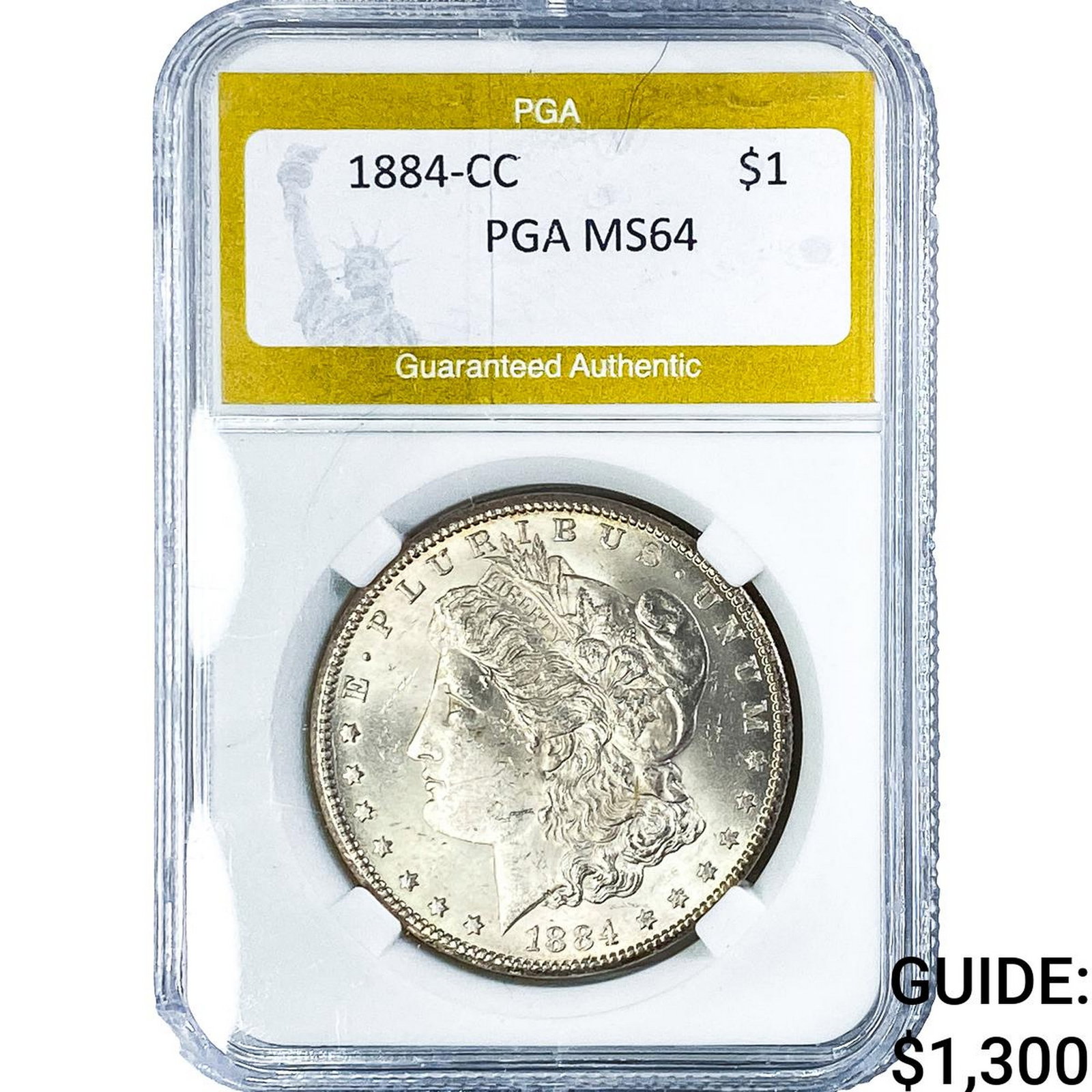 1884-CC Morgan Silver Dollar PGA MS64: 1884-CC Morgan Silver Dollar PGA MS64