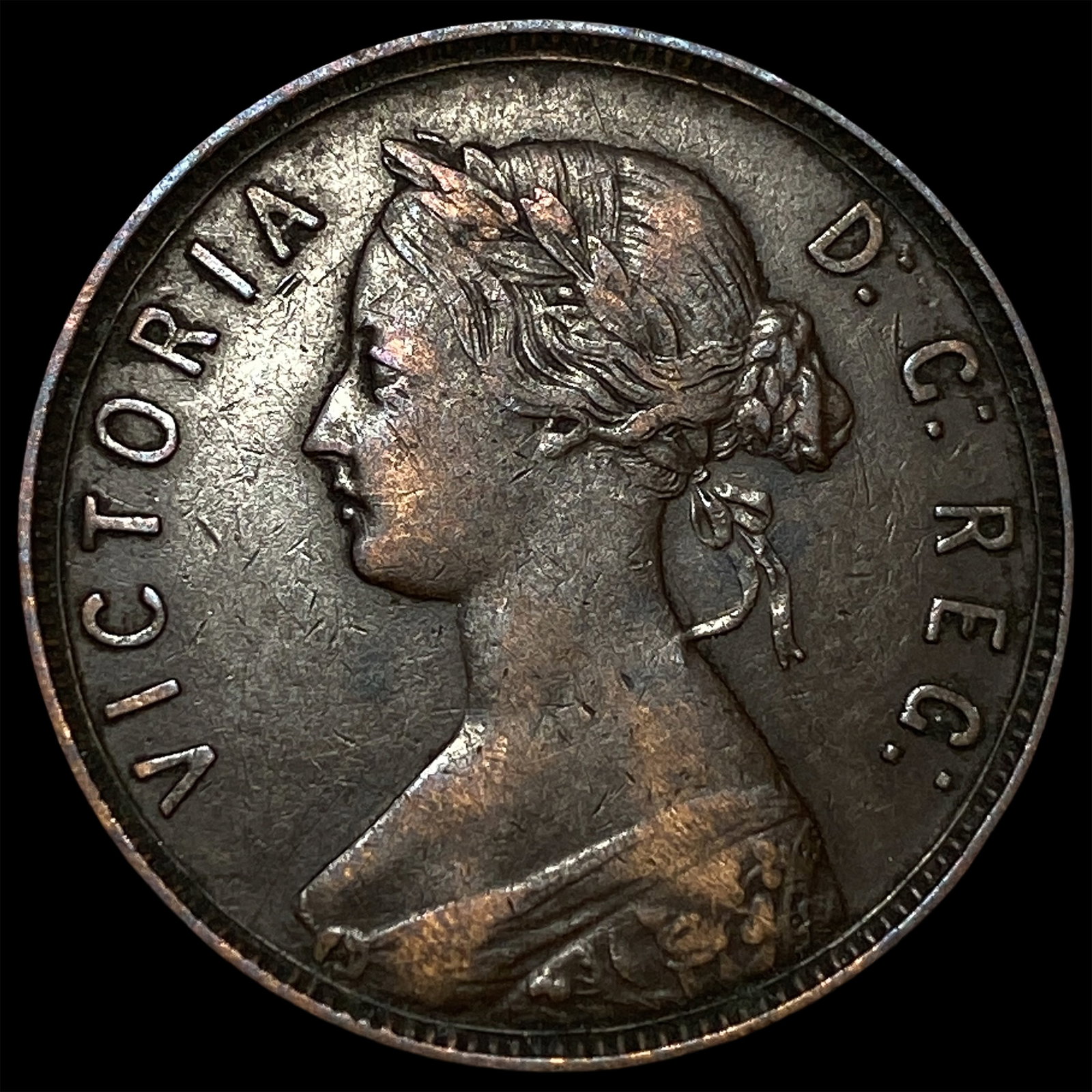 1876-H Newfoundland Bronze One Cent ABOUT UNCIRCULATED: 1876-H Newfoundland Bronze One Cent ABOUT UNCIRCULATED