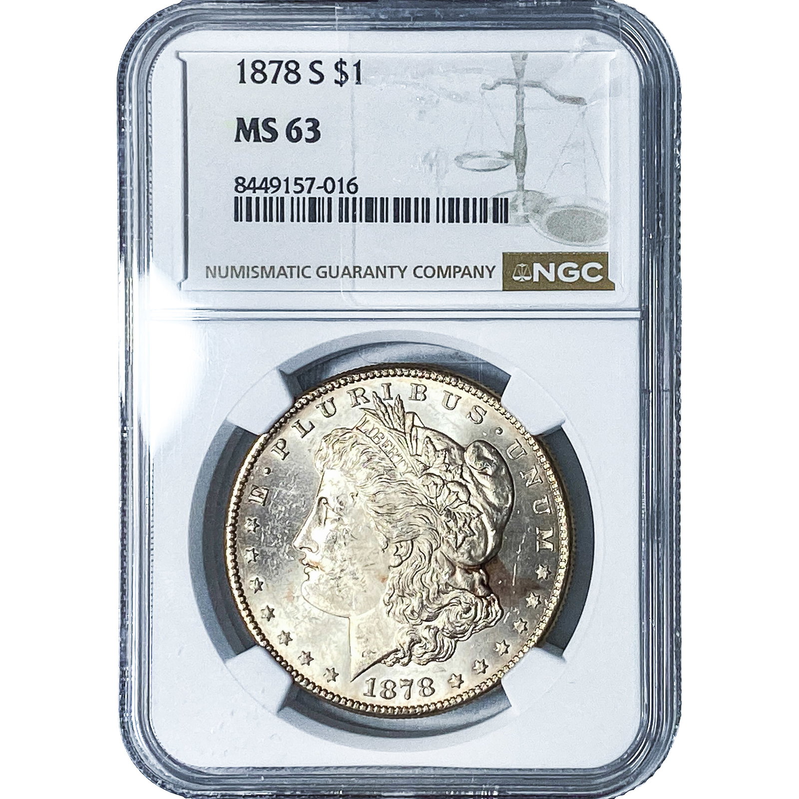 1878-S Mercury Silver Dollar NGC MS63: 1878-S Mercury Silver Dollar NGC MS63