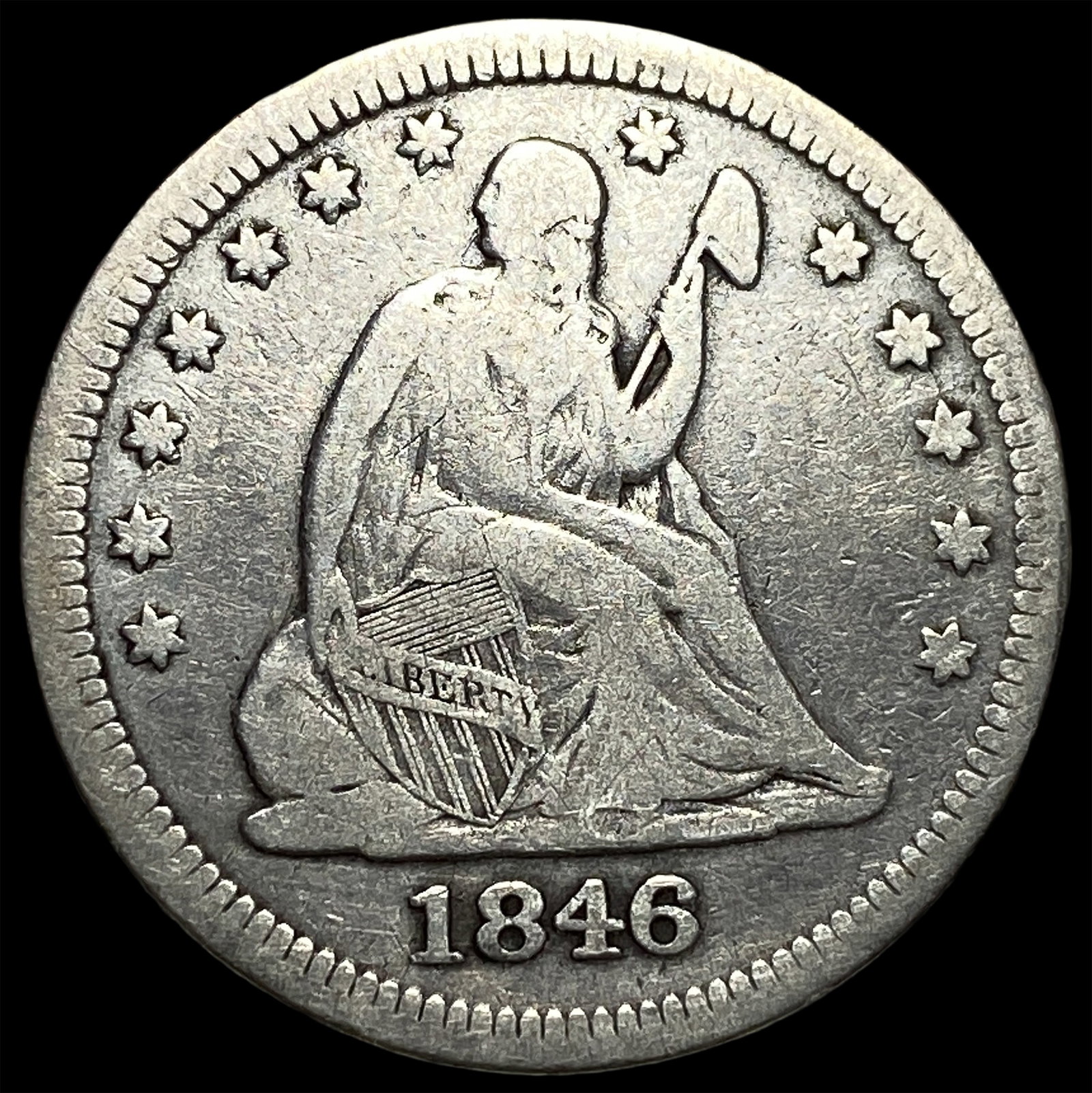 1846 Seated Liberty Quarter LIGHTLY CIRCULATED: 1846 Seated Liberty Quarter LIGHTLY CIRCULATED
