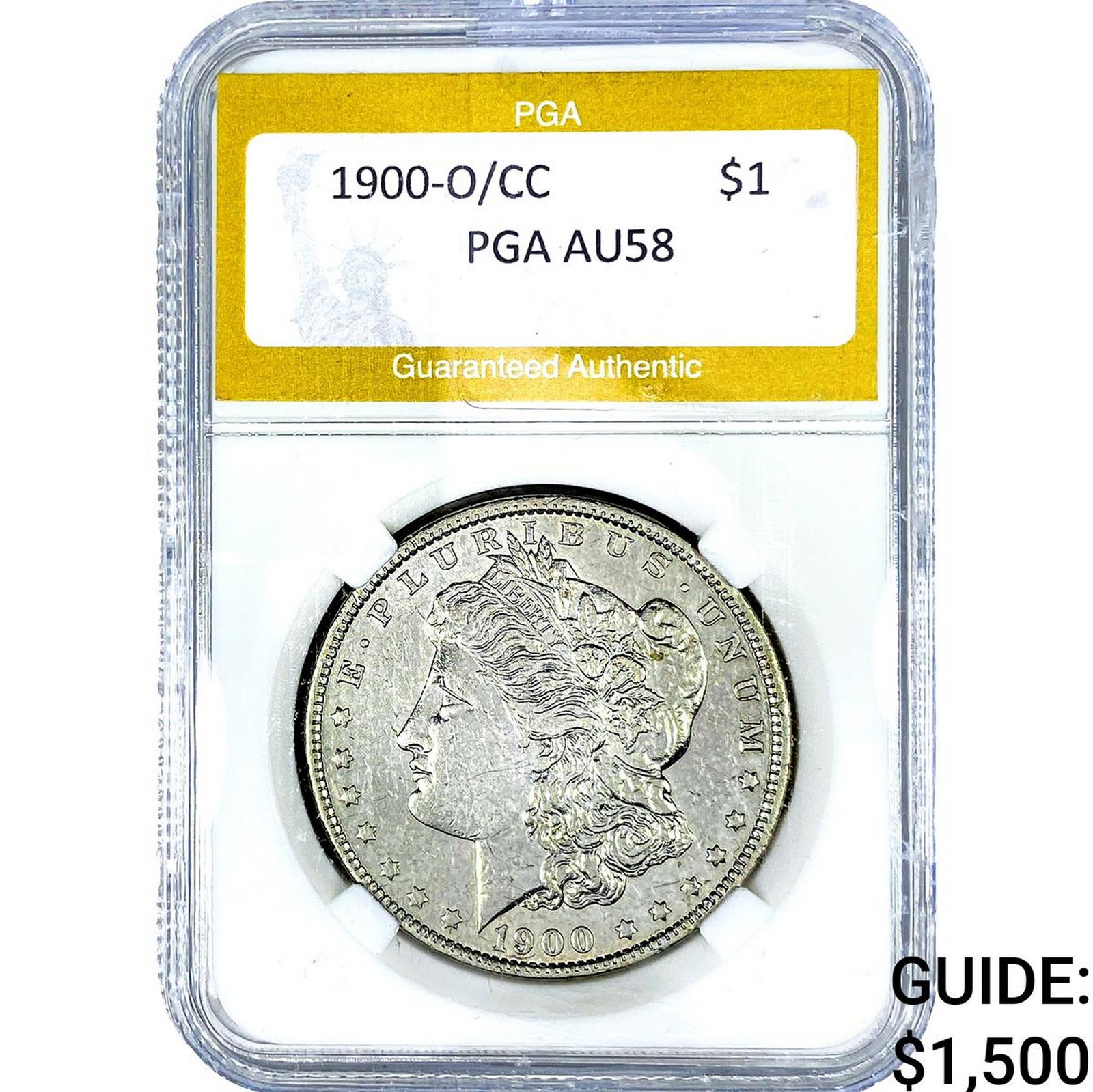 1900-O/CC Morgan Silver Dollar PGA AU58: 1900-O/CC Morgan Silver Dollar PGA AU58