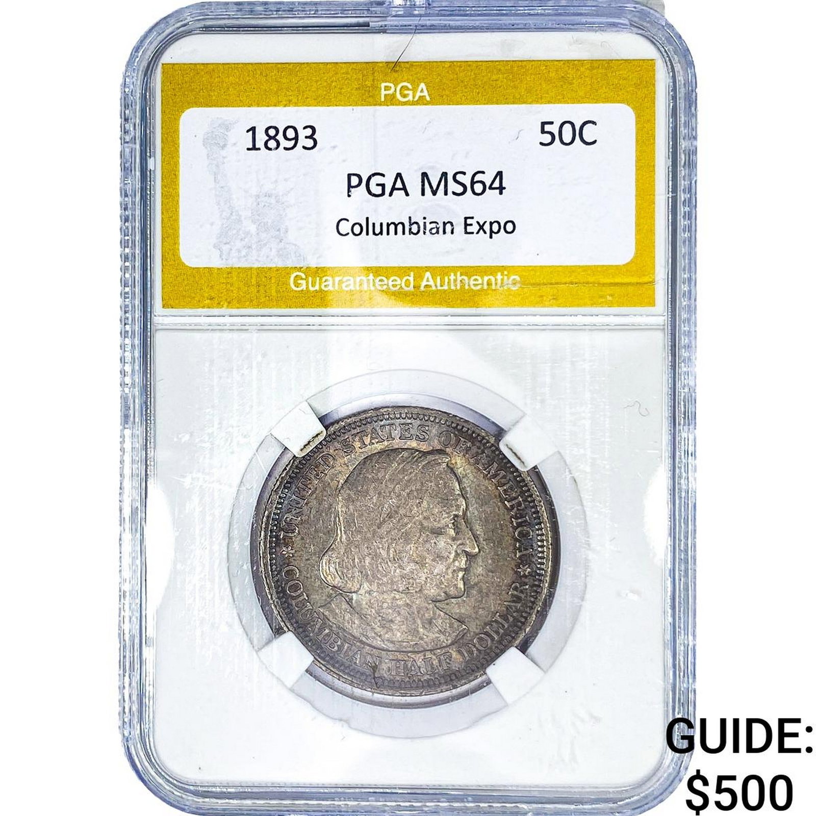 1893 Columbian Expo Half Dollar PGA MS64: 1893 Columbian Expo Half Dollar PGA MS64