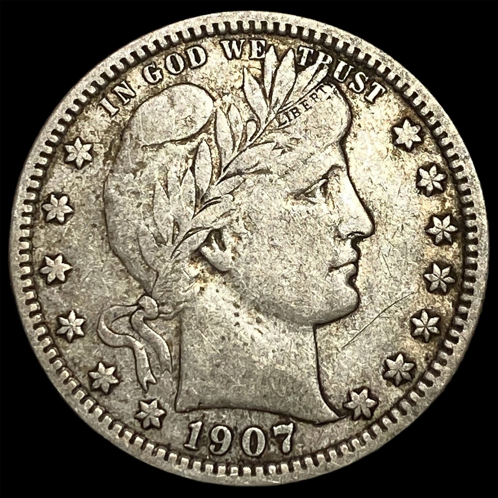 1907-D Silver Barber Quarter NEARLY UNCIRCULATED: 1907-D Silver Barber Quarter NEARLY UNCIRCULATED