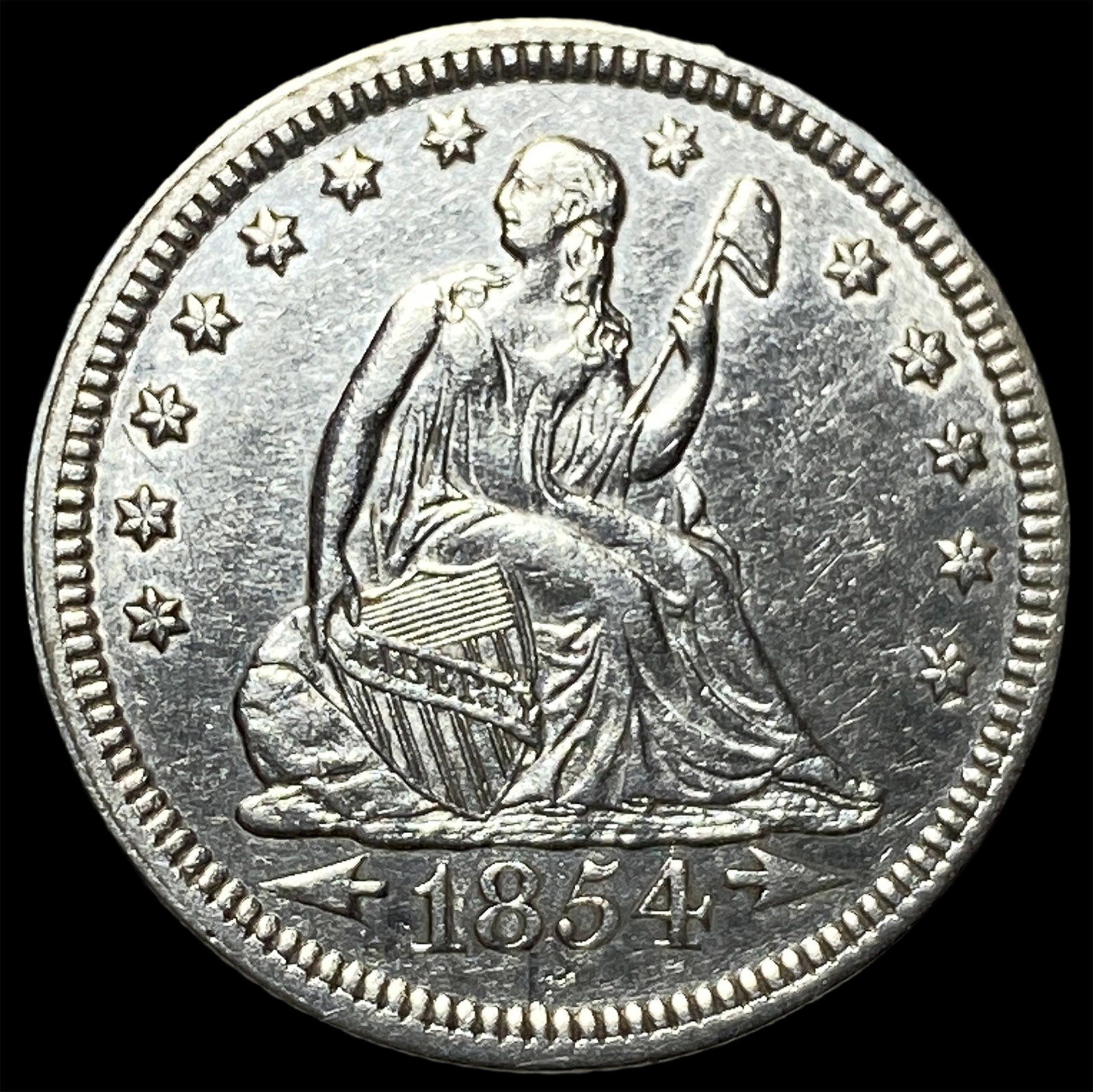 1854 Arrows Seated Liberty Quarter UNCIRCULATED: 1854 Arrows Seated Liberty Quarter UNCIRCULATED