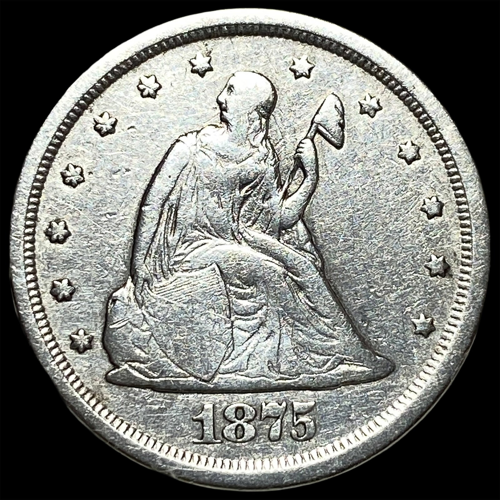 1875-S Silver Twenty Cents CLOSELY UNCIRCULATED: 1875-S Silver Twenty Cents CLOSELY UNCIRCULATED