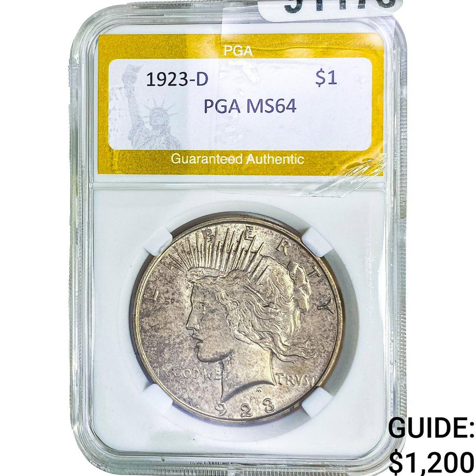 1923-D Silver Peace Dollar PGA MS64: 1923-D Silver Peace Dollar PGA MS64