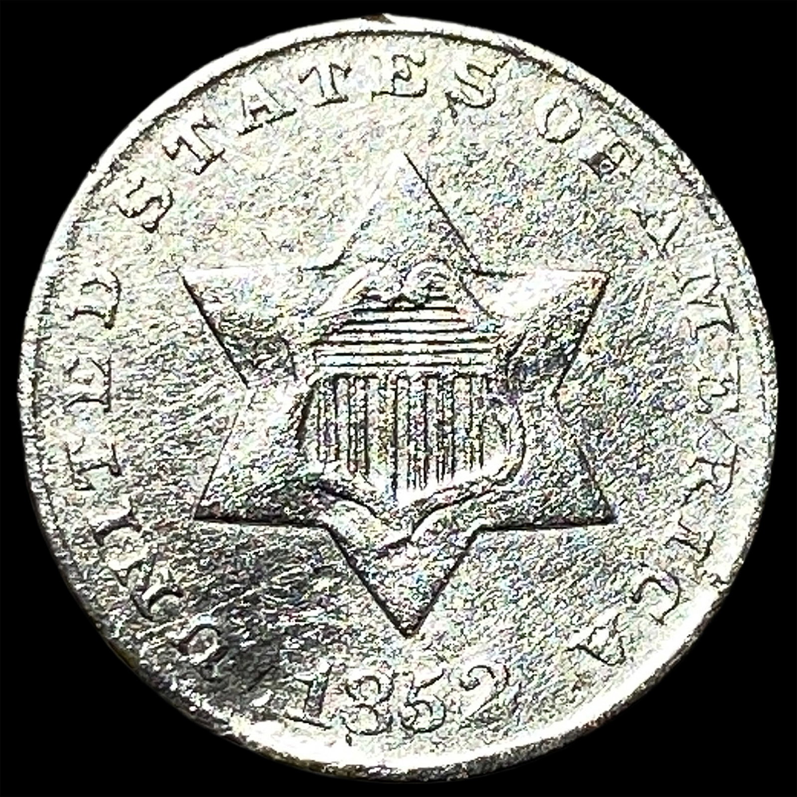 1852 Silver Three-Cent Piece CLOSELY UNCIRCULATED: 1852 Silver Three-Cent Piece CLOSELY UNCIRCULATED