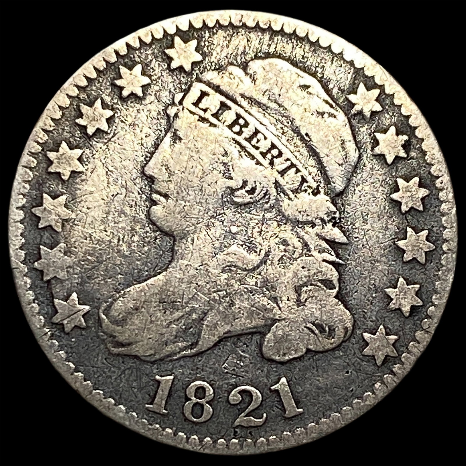 1821 Capped Bust Silver Dime NEARLY UNCIRCULATED: 1821 Capped Bust Silver Dime NEARLY UNCIRCULATED