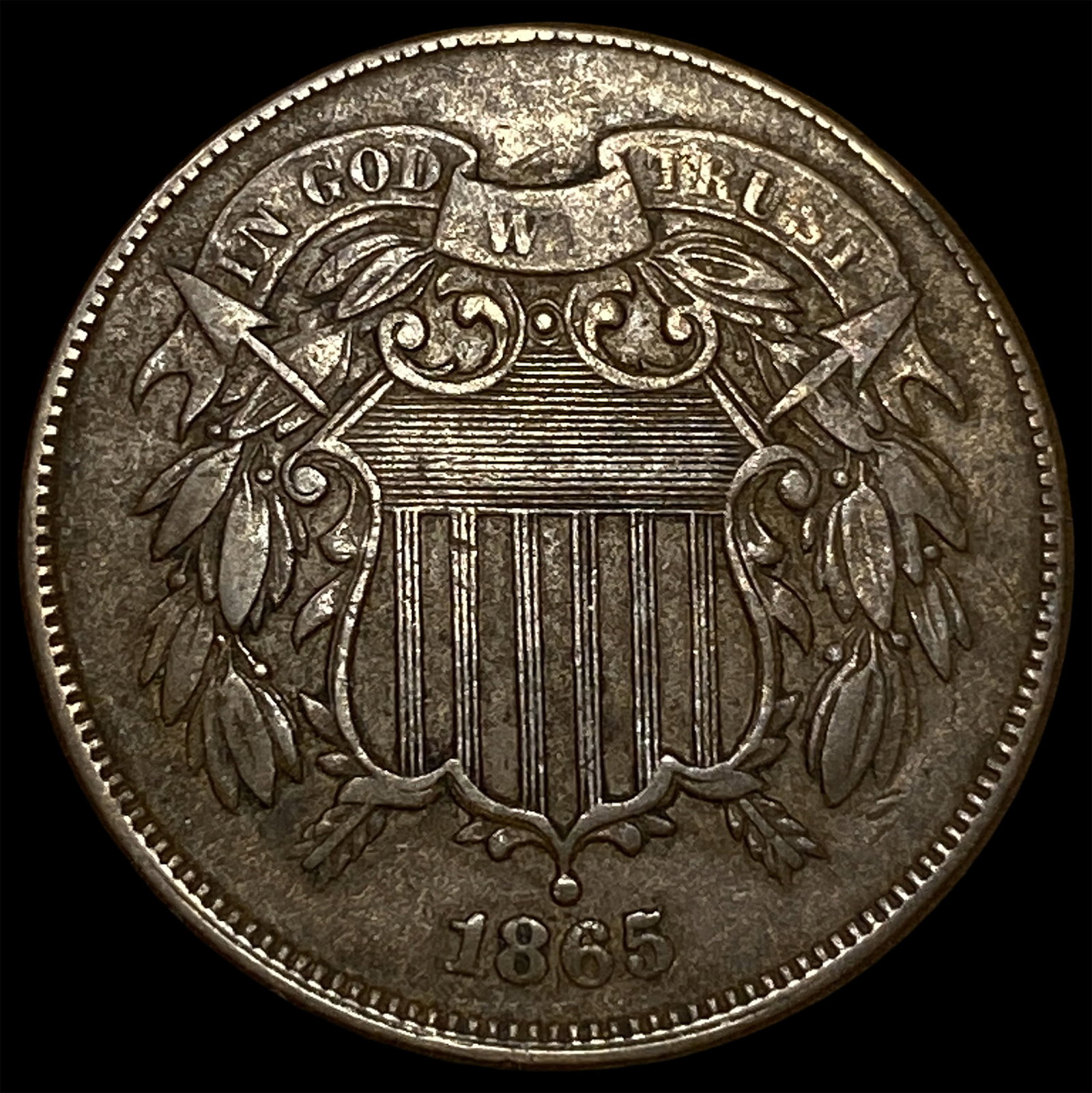 1865 Copper 2 Cents CLOSELY UNCIRCULATED: 1865 Copper 2 Cents CLOSELY UNCIRCULATED