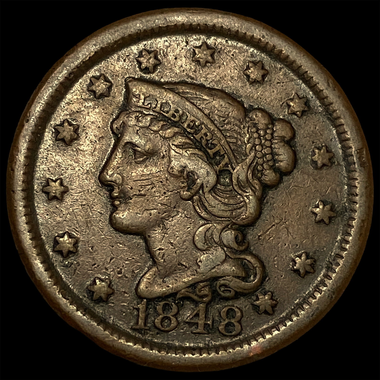 1848 Braided Hair Large Cent ABOUT UNCIRCULATED (1 of 2)