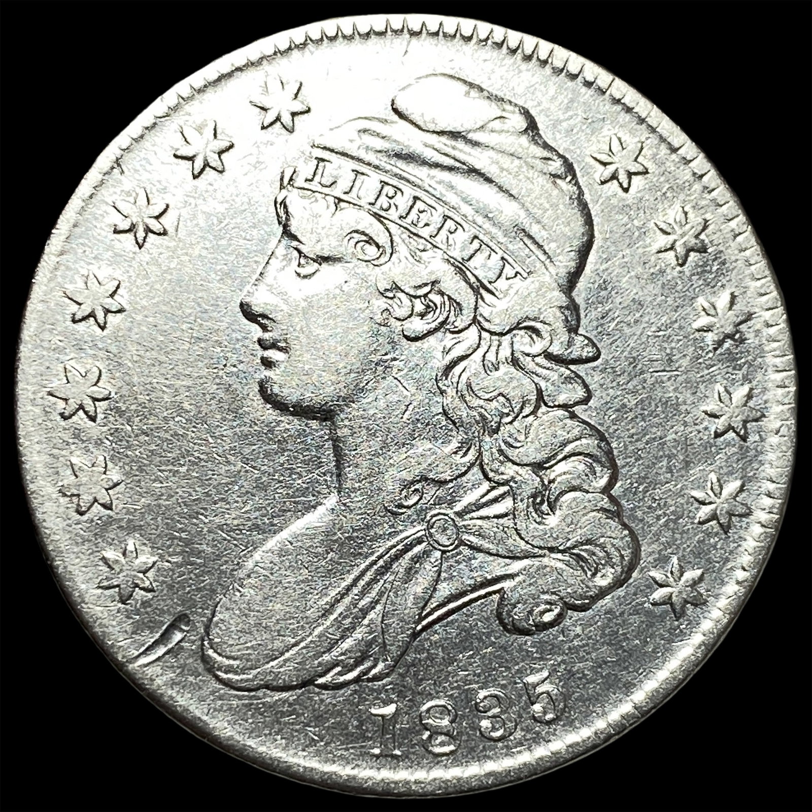 1835 Capped Bust Half Dollar CLOSELY UNCIRCULATED: 1835 Capped Bust Half Dollar CLOSELY UNCIRCULATED