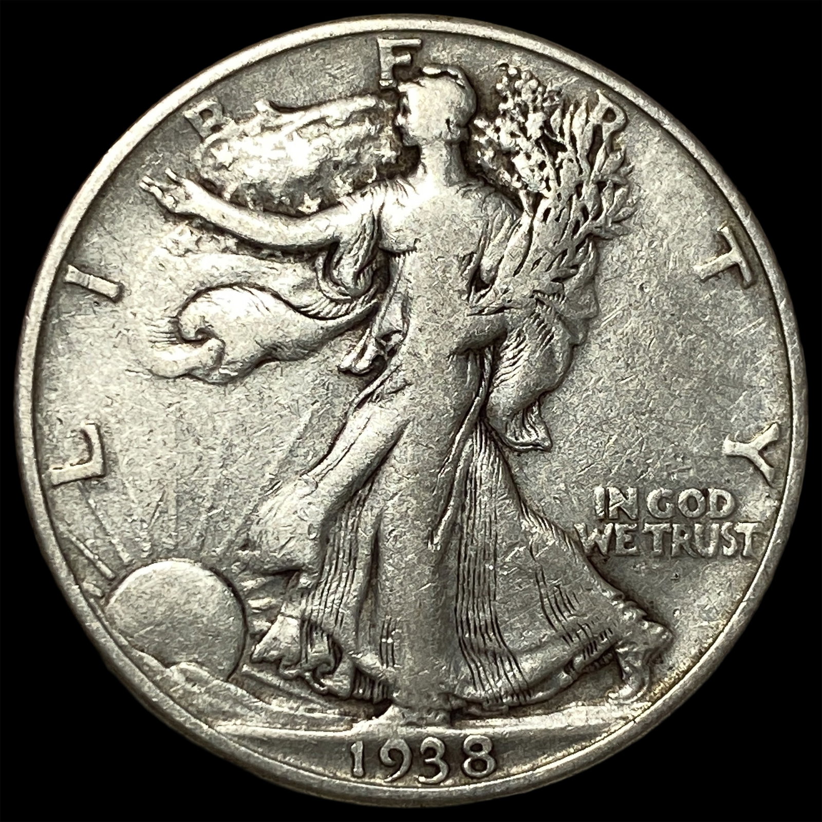 1938-D Silver Walking Liberty Half Dollar NEARLY UNCIRCULATED: 1938-D Silver Walking Liberty Half Dollar NEARLY UNCIRCULATED