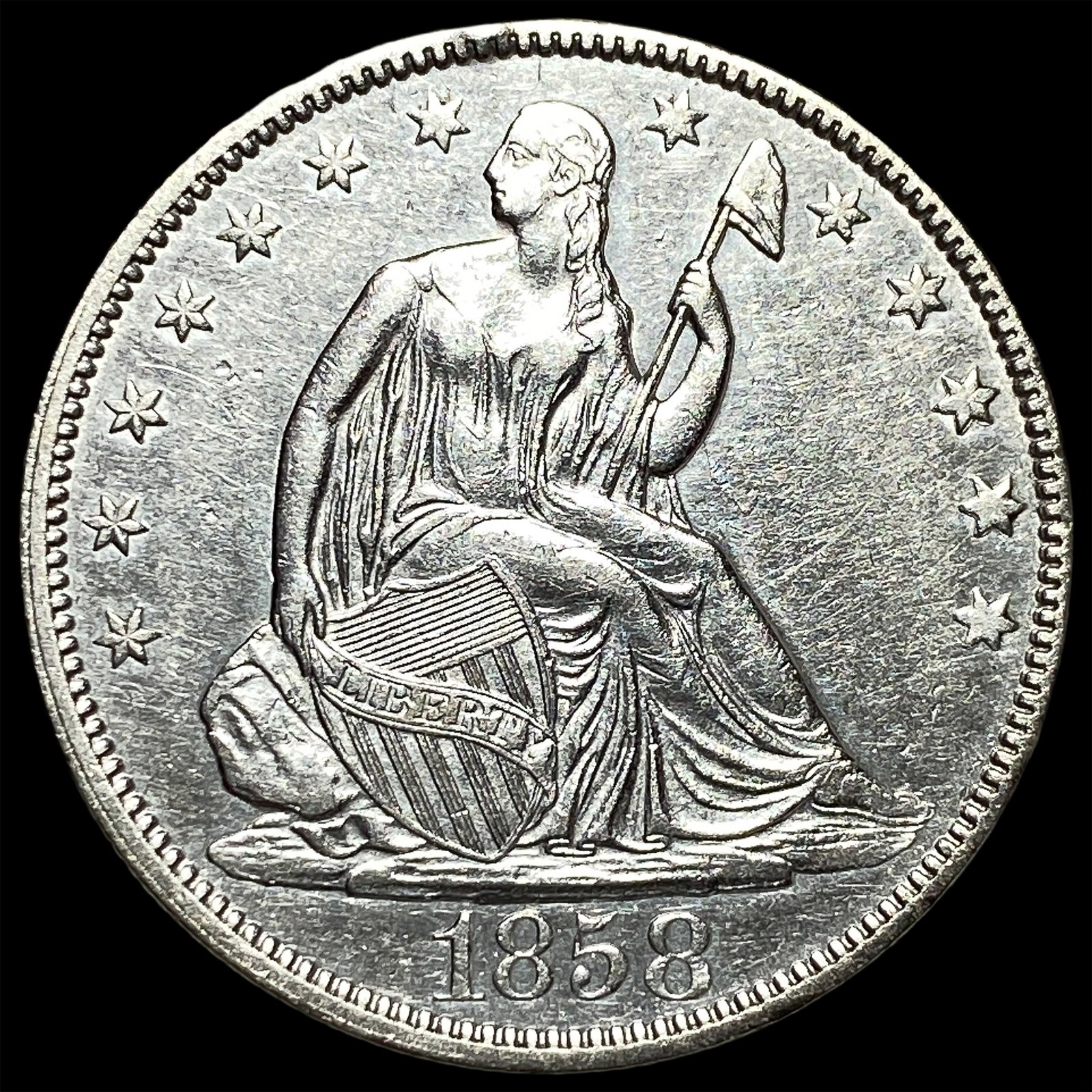 1858 Seated Liberty Half Dollar UNCIRCULATED: 1858 Seated Liberty Half Dollar UNCIRCULATED