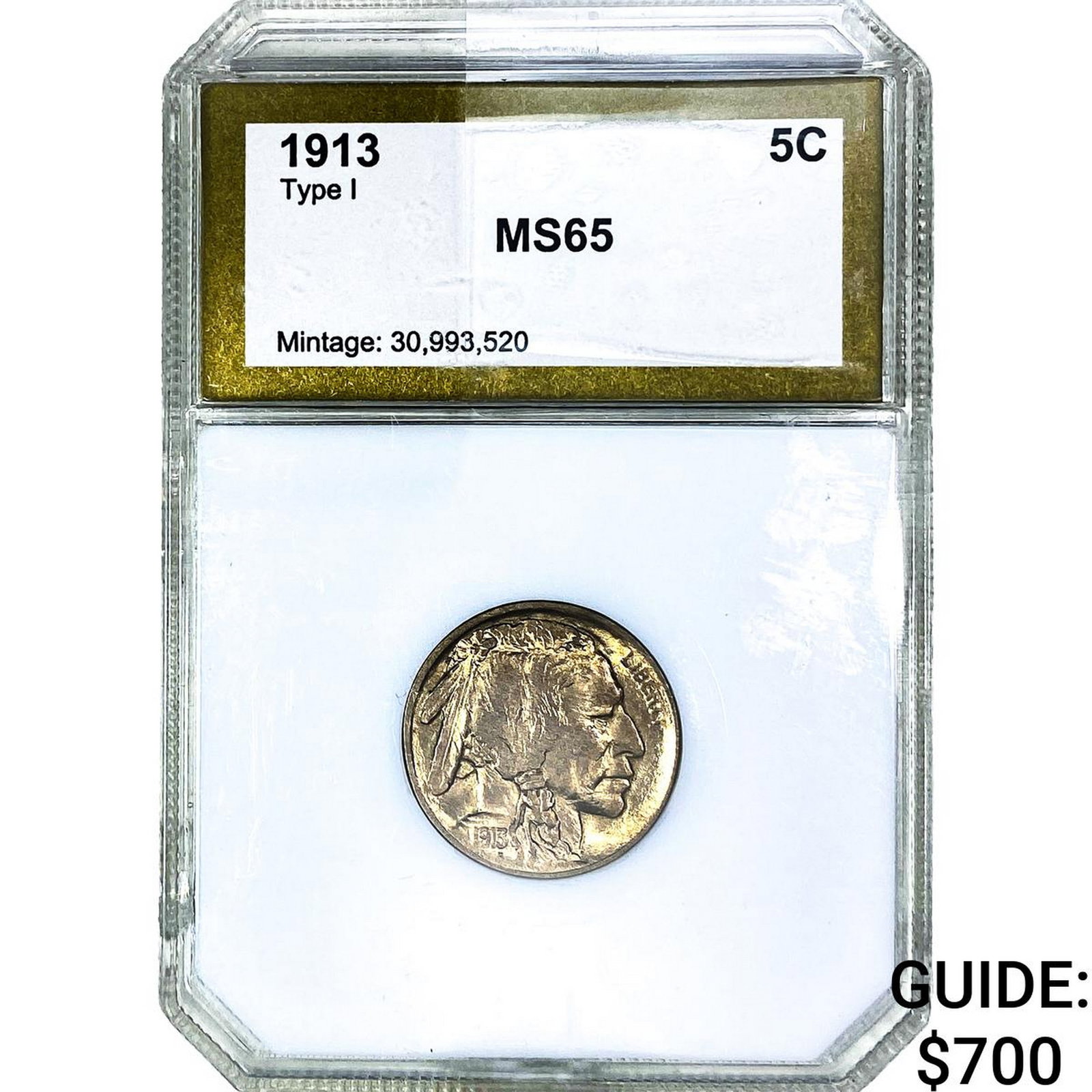 1913 Buffalo Nickel PCI MS65: 1913 Buffalo Nickel PCI MS65