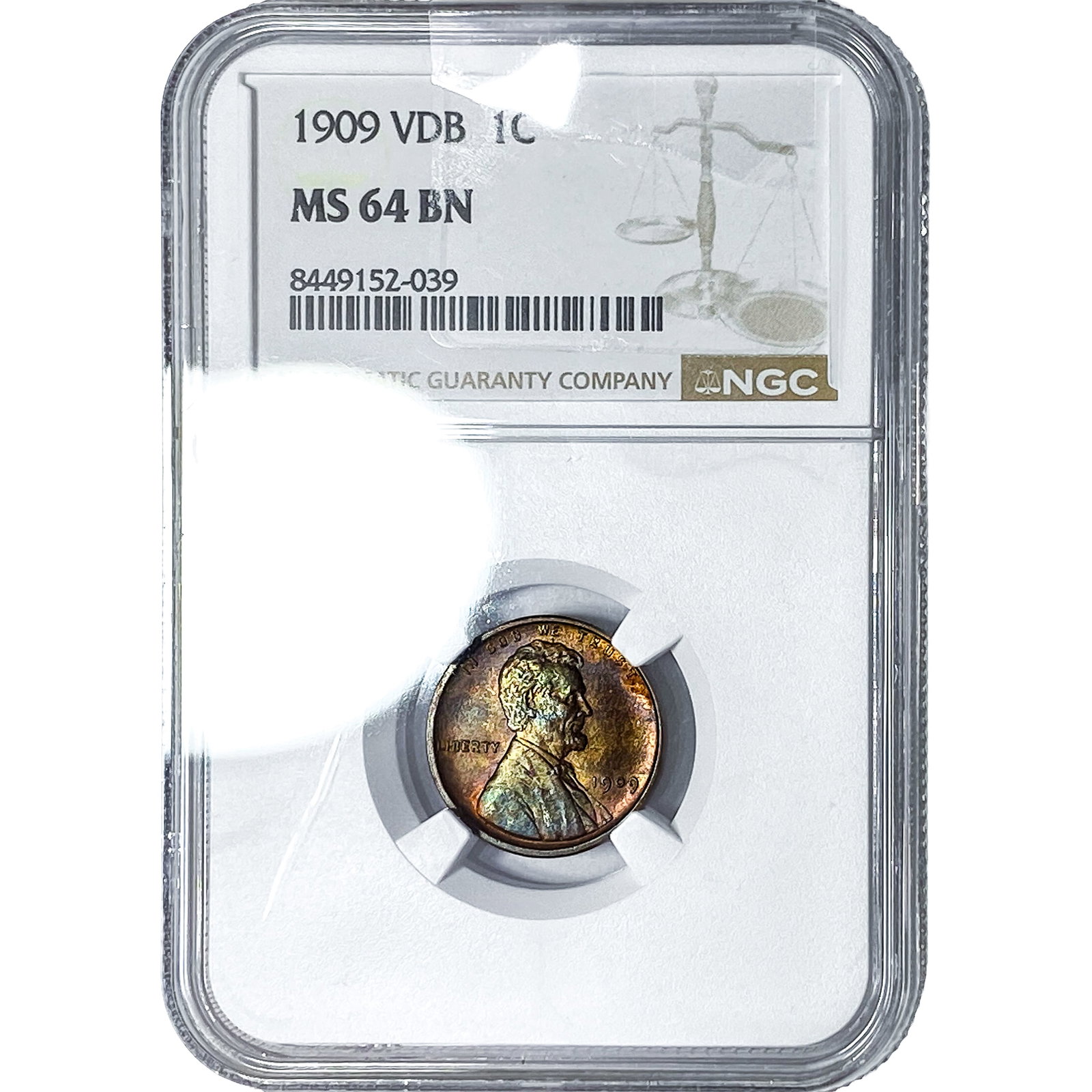 1909 VDB Wheat Cent NGC MS64 BN: 1909 VDB Wheat Cent NGC MS64 BN