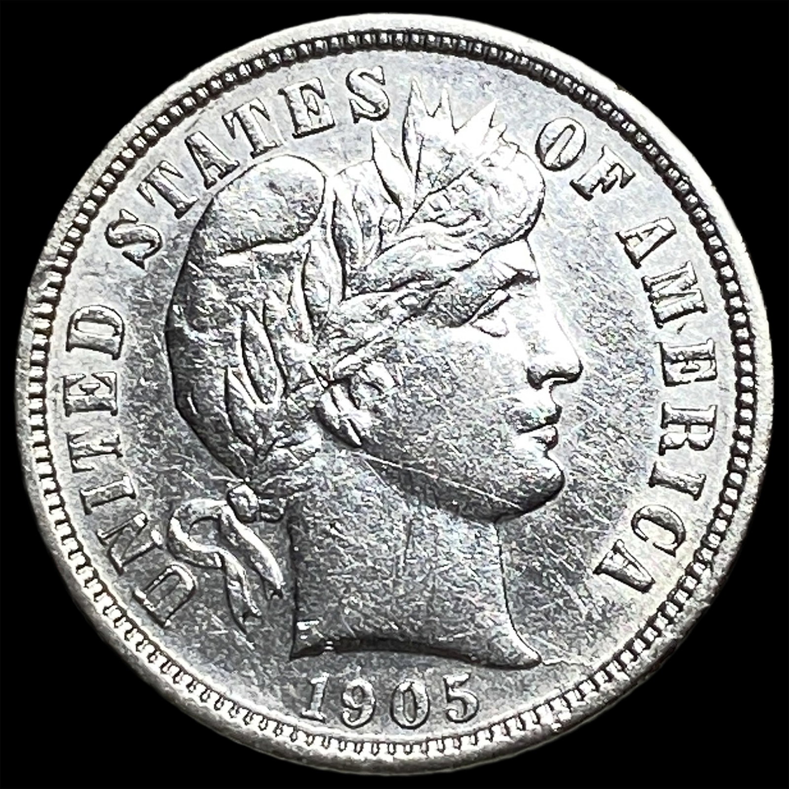 1905-S Silver Barber Dime CHOICE AU: 1905-S Silver Barber Dime CHOICE AU