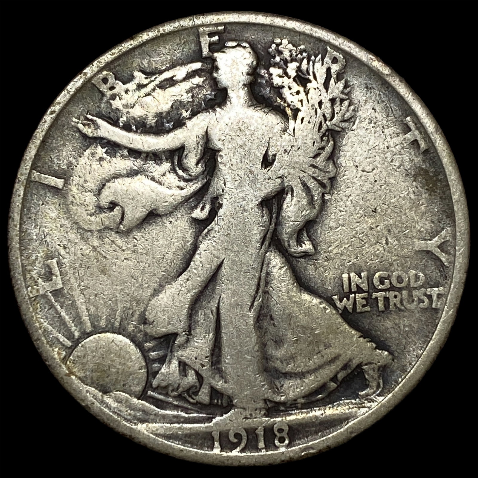 1918-S Silver Walking Liberty Half Dollar LIGHTLY CIRCULATED: 1918-S Silver Walking Liberty Half Dollar LIGHTLY CIRCULATED