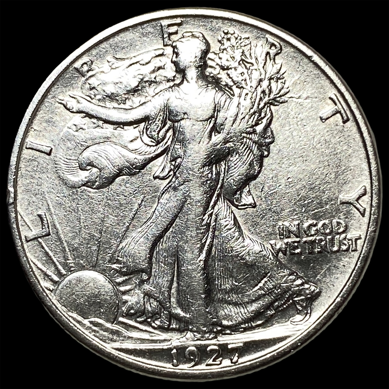 1927-S Silver Walking Liberty Half Dollar CHOICE AU: 1927-S Silver Walking Liberty Half Dollar CHOICE AU