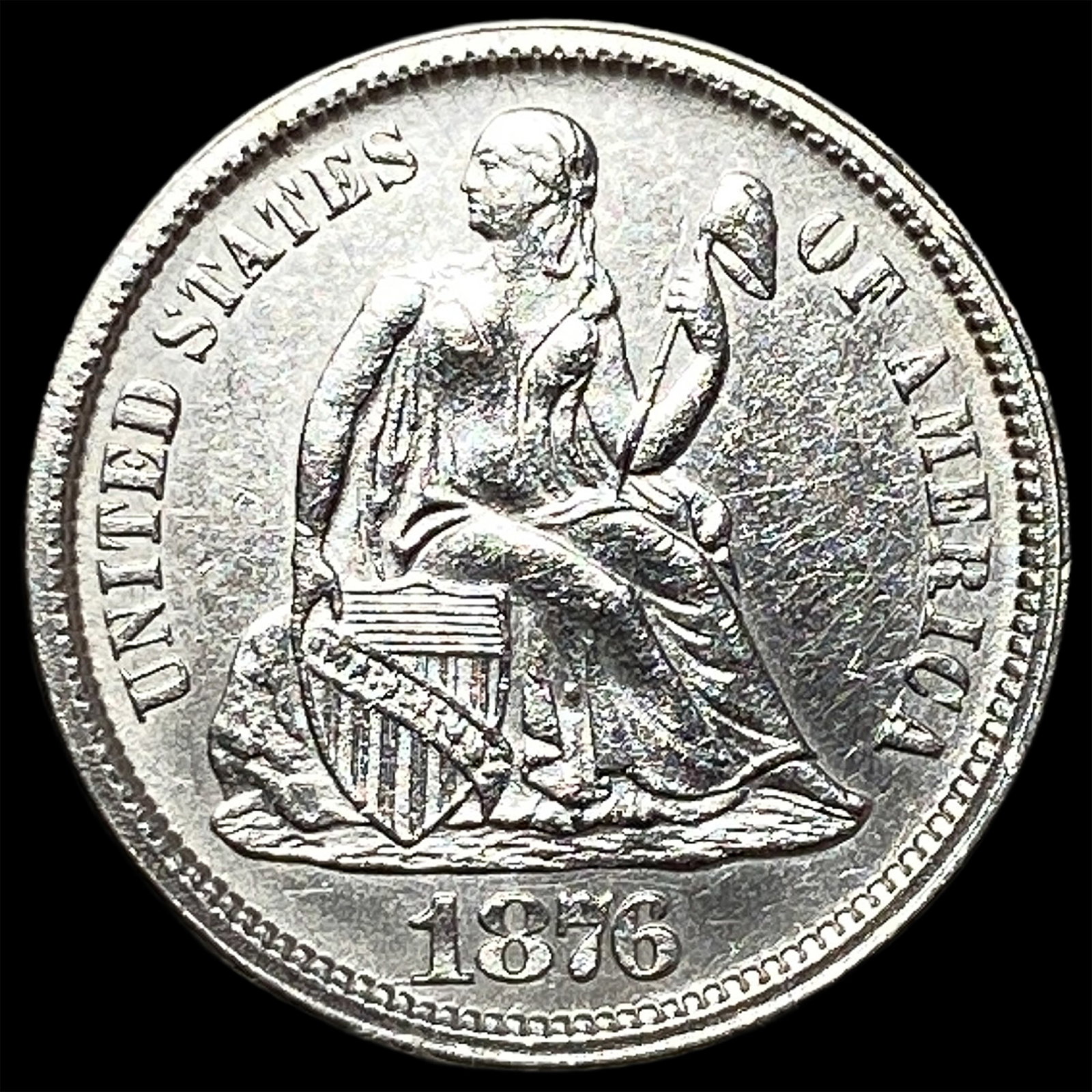 1876-CC Silver Seated Liberty Dime UNCIRCULATED: 1876-CC Silver Seated Liberty Dime UNCIRCULATED