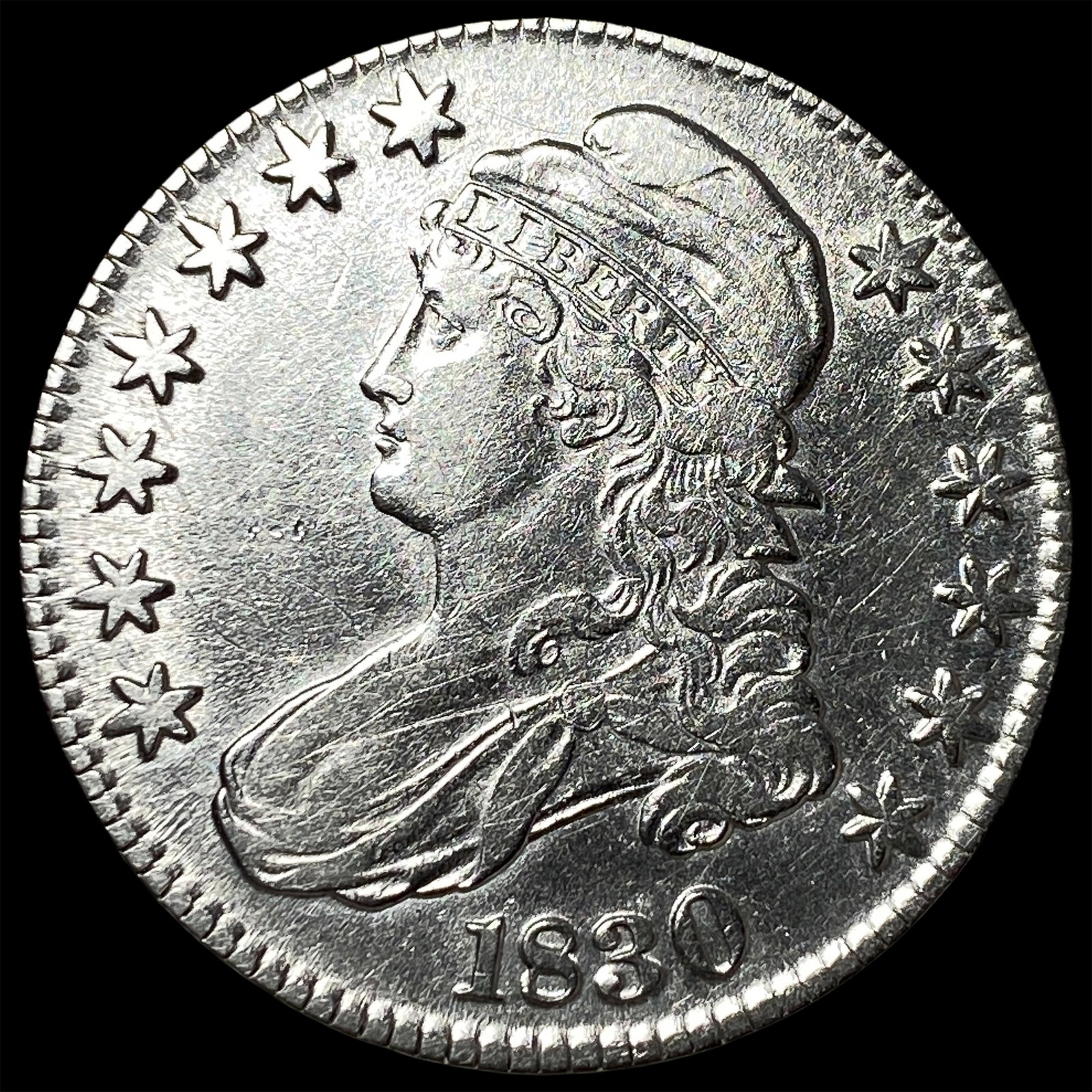 1830 Capped Bust Half Dollar CLOSELY UNCIRCULATED: 1830 Capped Bust Half Dollar CLOSELY UNCIRCULATED