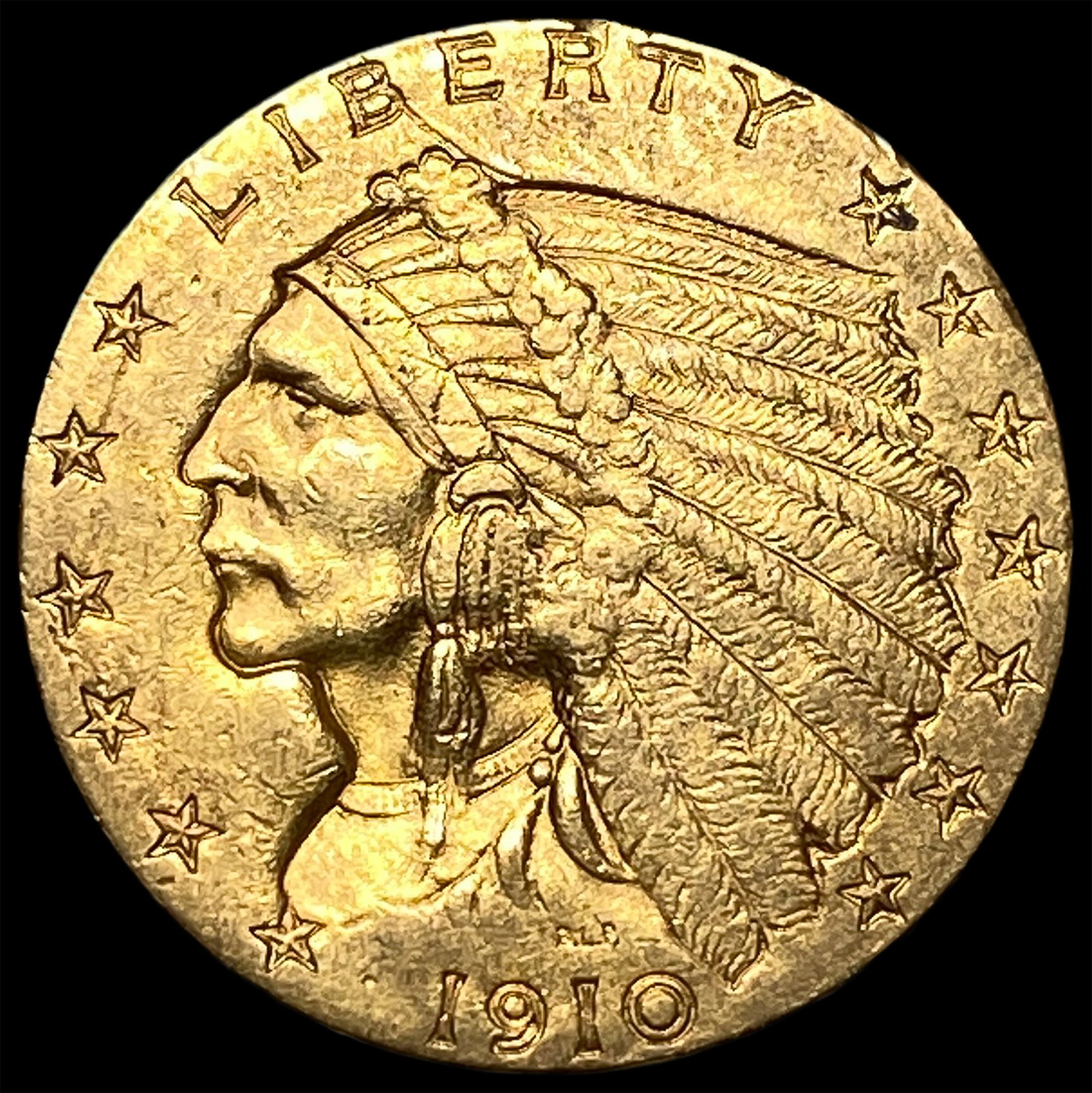 1910 Indian Head $2.50 Gold Quarter Eagle UNCIRCULATED: 1910 Indian Head $2.50 Gold Quarter Eagle UNCIRCULATED